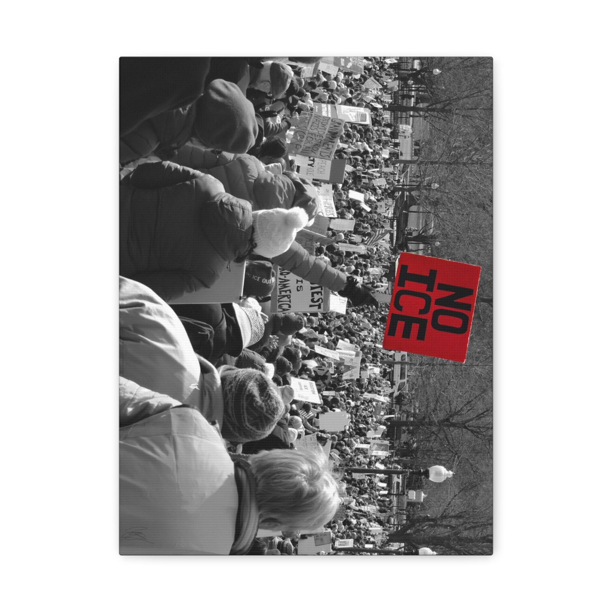 NO ICE Rising Above the Crowd — Matte Humanitarian Canvas