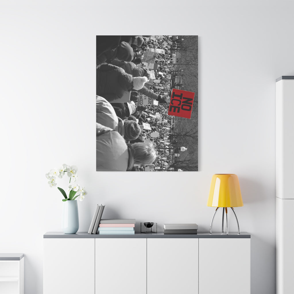 NO ICE Rising Above the Crowd — Matte Humanitarian Canvas