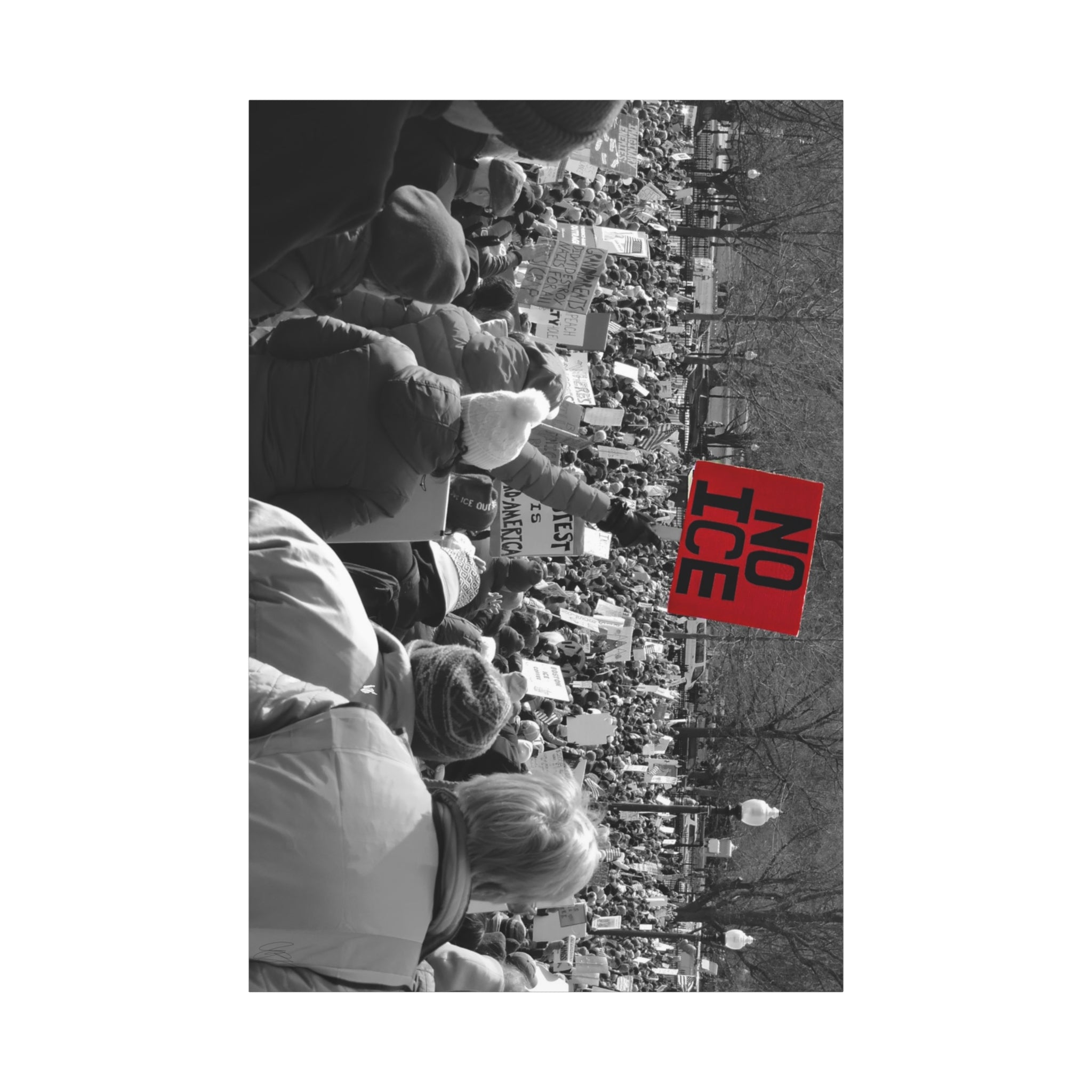 NO ICE Rising Above the Crowd — Matte Humanitarian Canvas