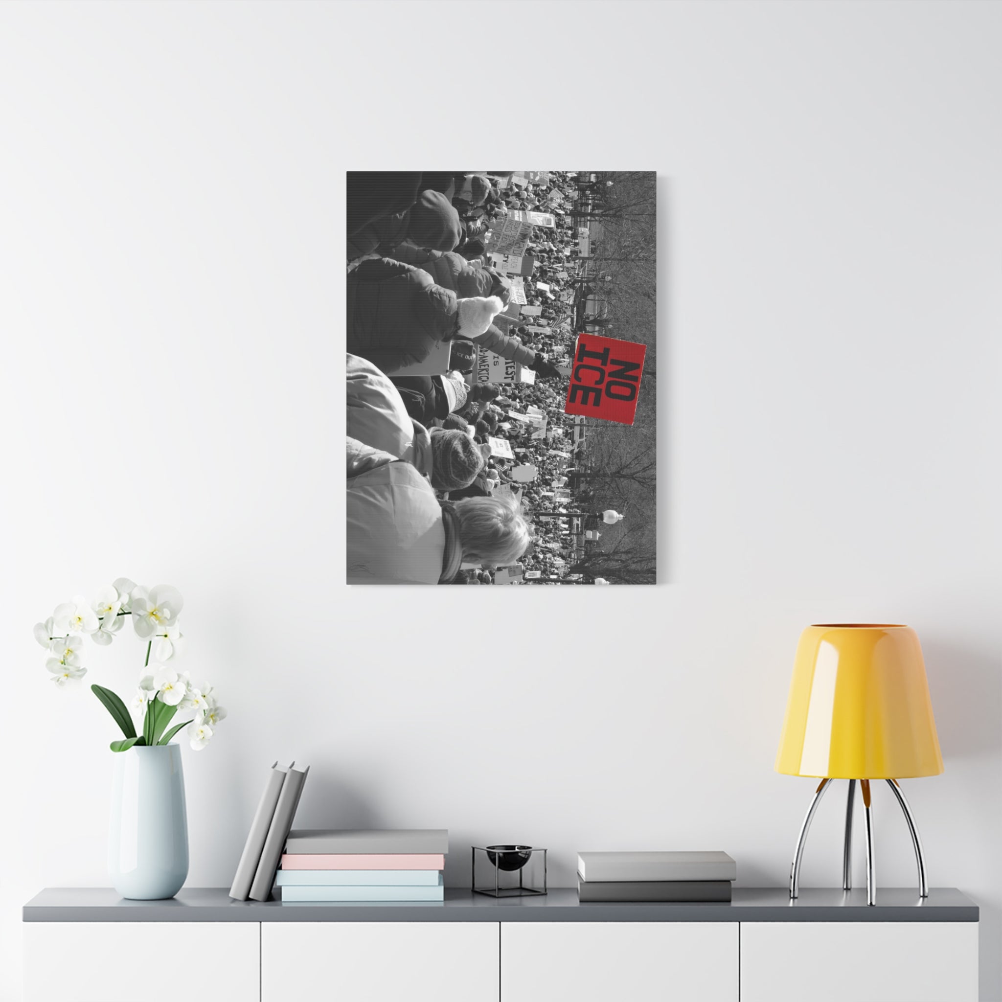NO ICE Rising Above the Crowd — Matte Humanitarian Canvas