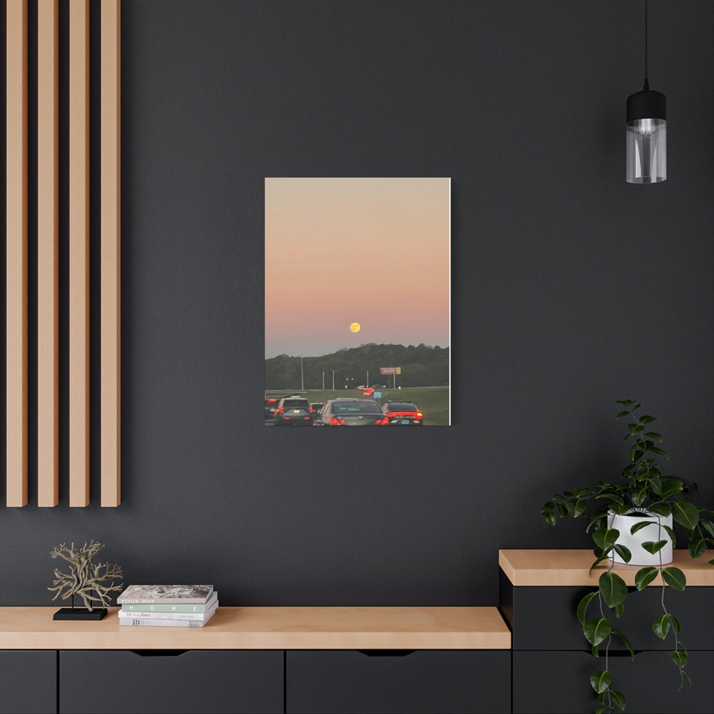 Moonrise Sunset Canvas Print — Pastel Sky Landscape Wall Art