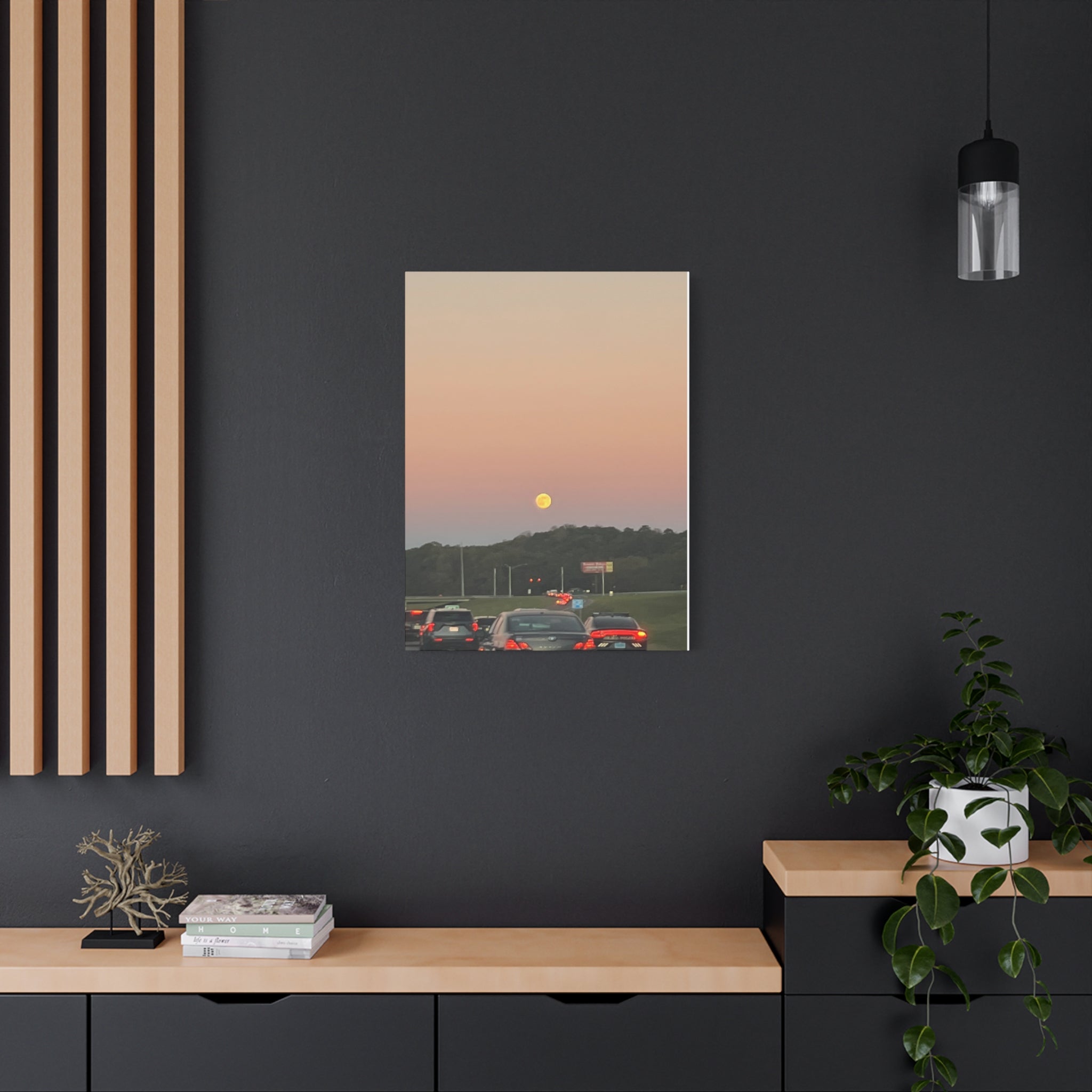 Moonrise Sunset Canvas Print — Pastel Sky Landscape Wall Art