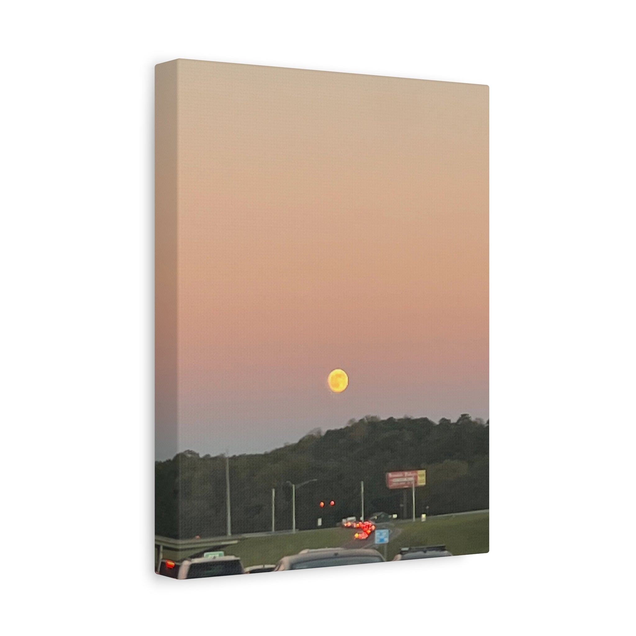 Moonrise Sunset Canvas Print — Pastel Sky Landscape Wall Art