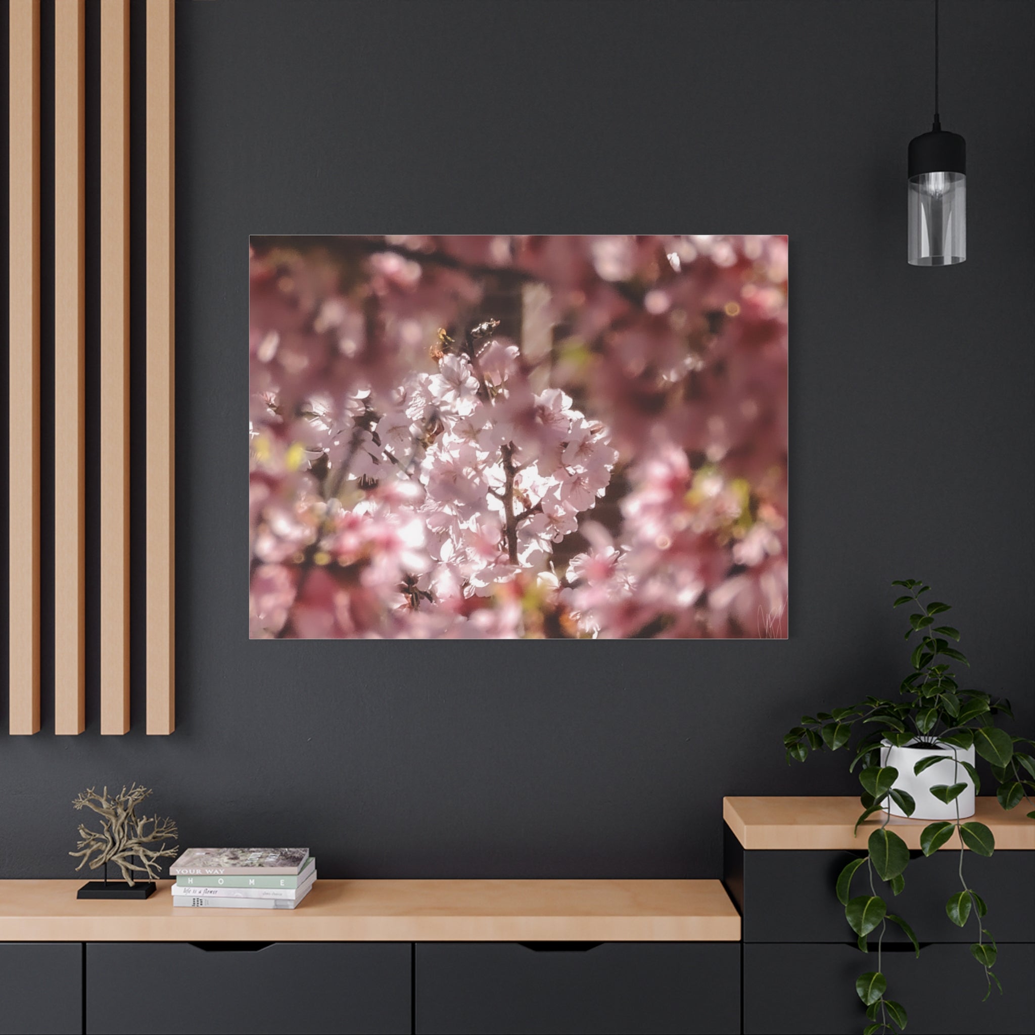 Blush Cherry Blossom Matte Canvas Print — Spring Floral Wall Art (Stretched 1.25")