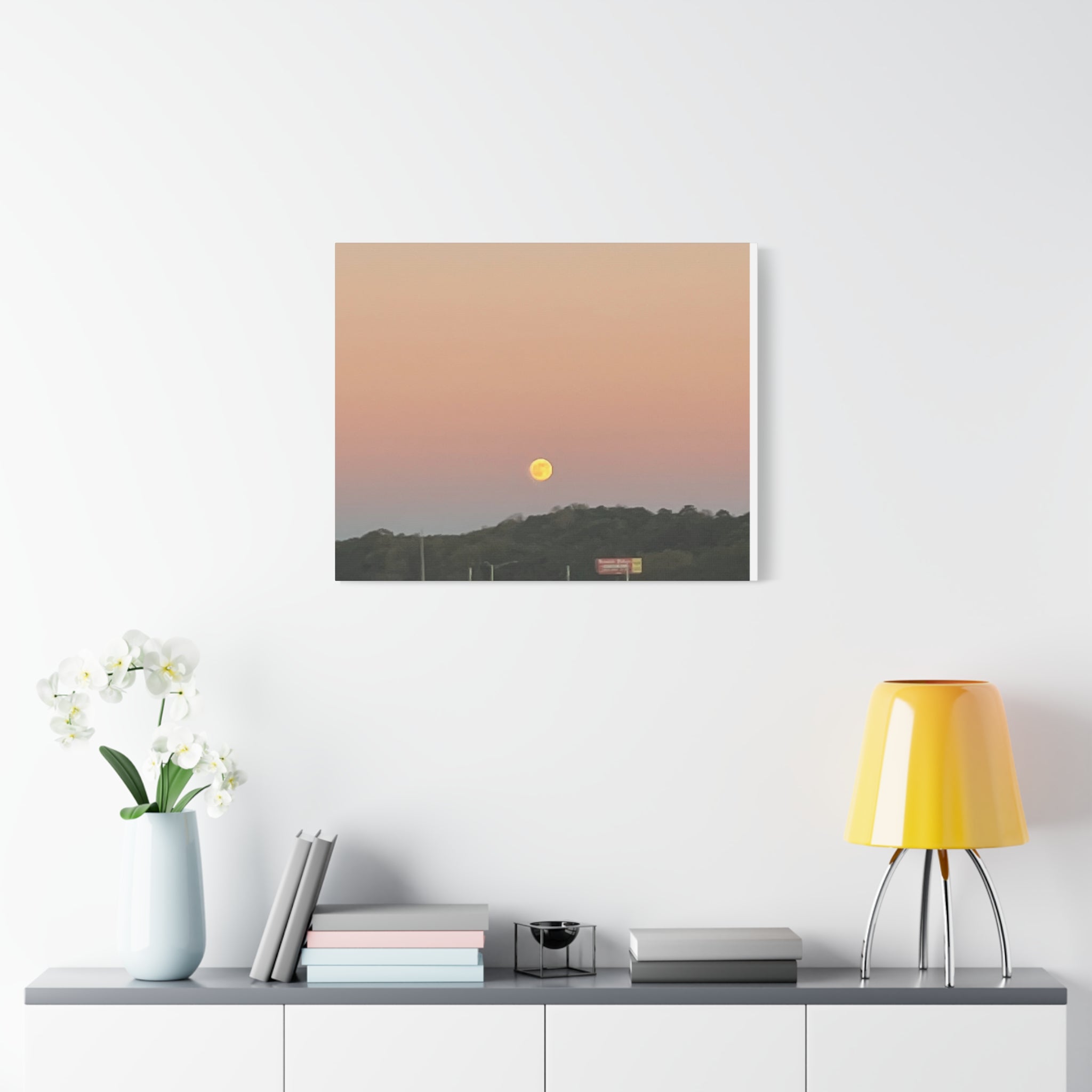 Moonrise Sunset Canvas Print — Pastel Sky Landscape Wall Art