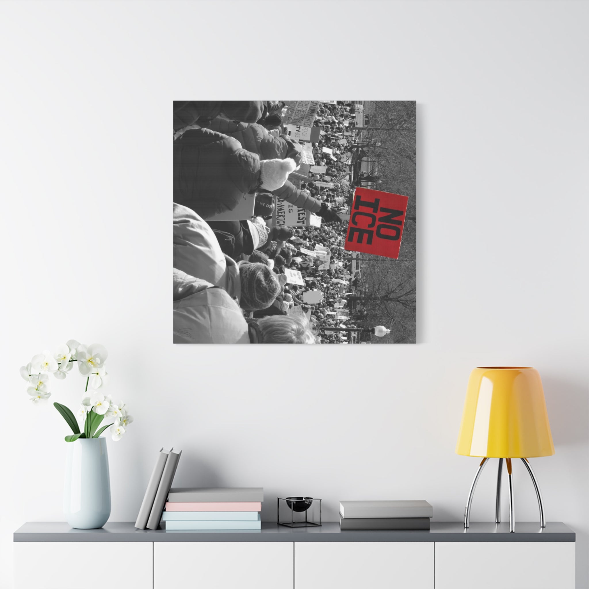 NO ICE Rising Above the Crowd — Matte Humanitarian Canvas