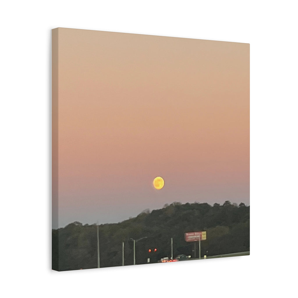 Moonrise Sunset Canvas Print — Pastel Sky Landscape Wall Art