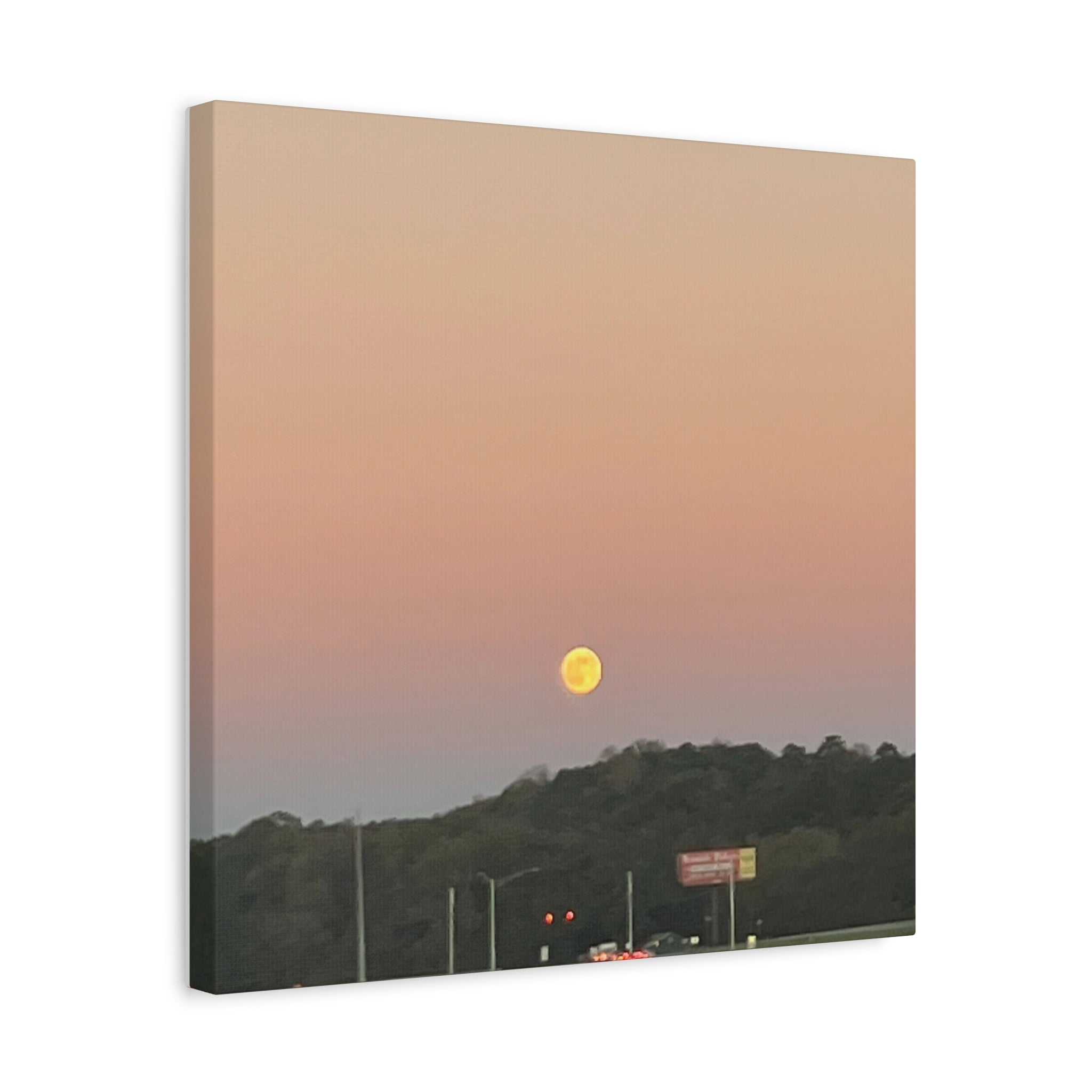 Moonrise Sunset Canvas Print — Pastel Sky Landscape Wall Art