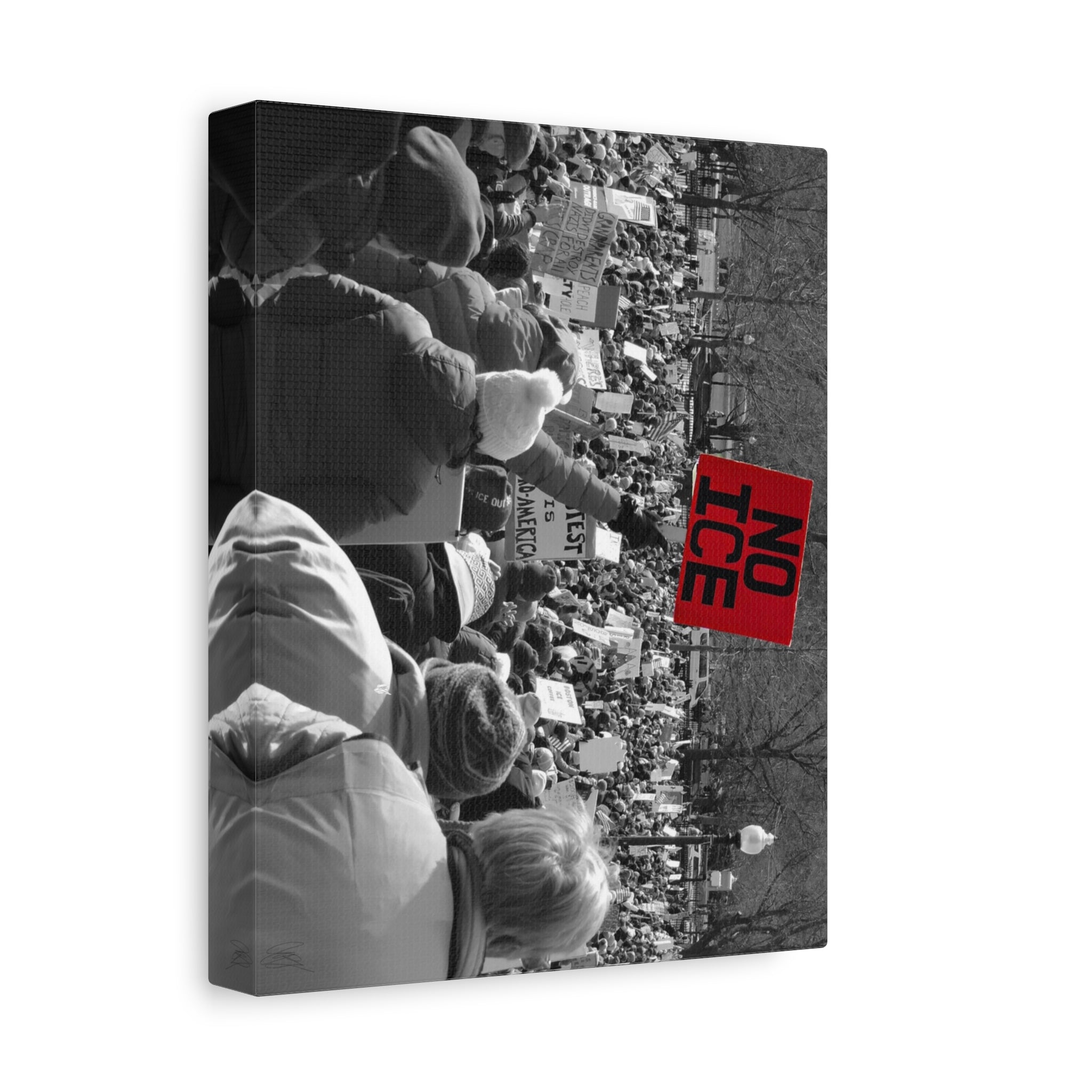 NO ICE Rising Above the Crowd — Matte Humanitarian Canvas