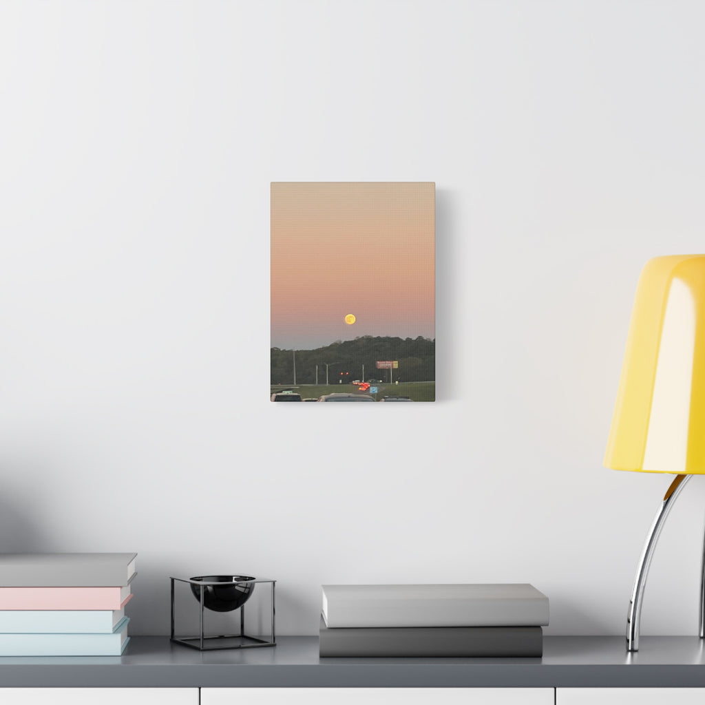 Moonrise Sunset Canvas Print — Pastel Sky Landscape Wall Art