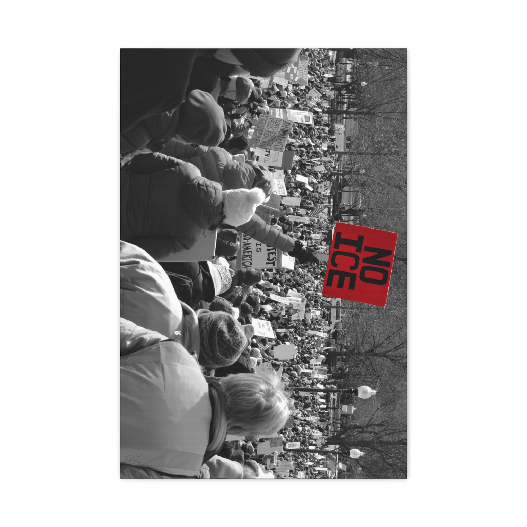 NO ICE Rising Above the Crowd — Matte Humanitarian Canvas