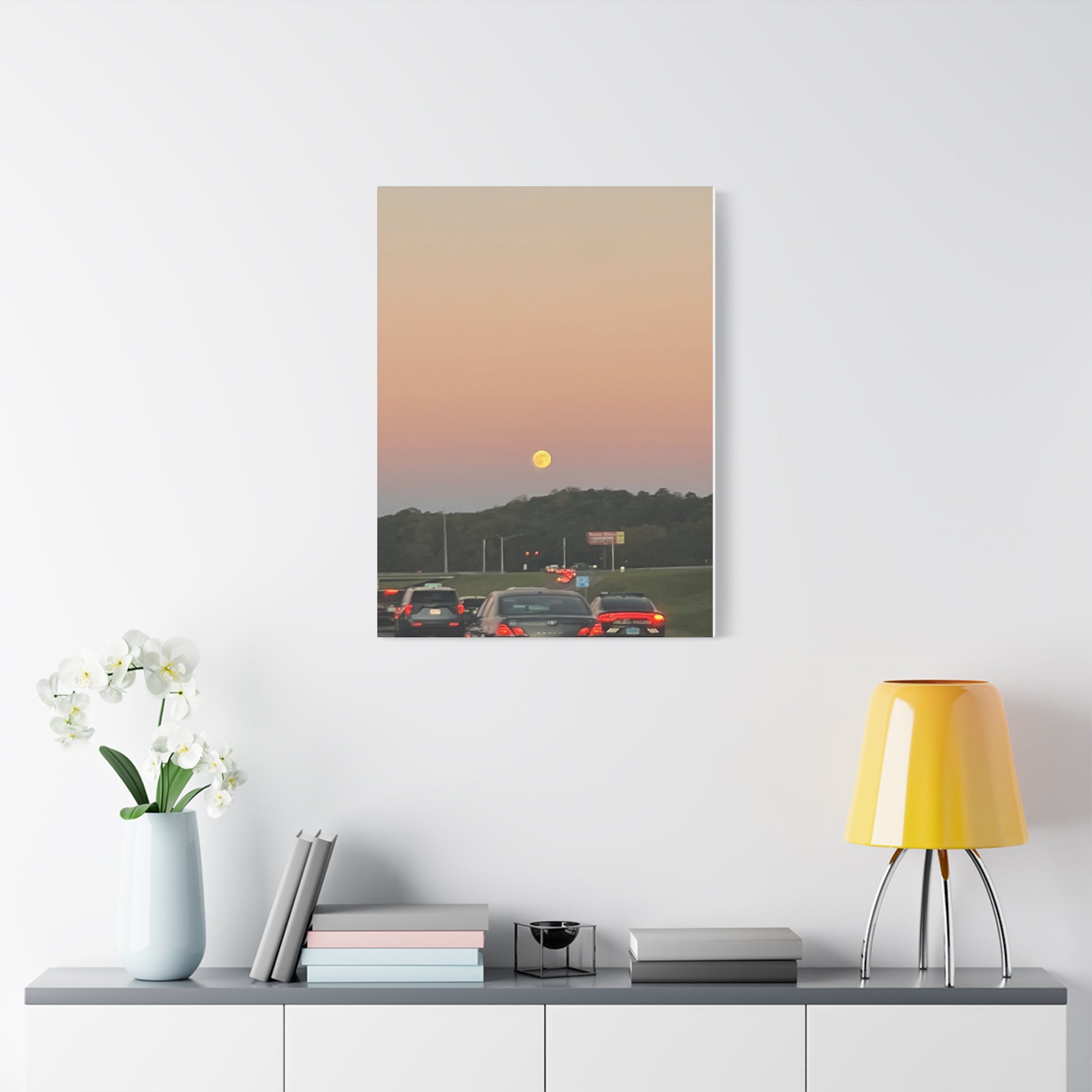 Moonrise Sunset Canvas Print — Pastel Sky Landscape Wall Art