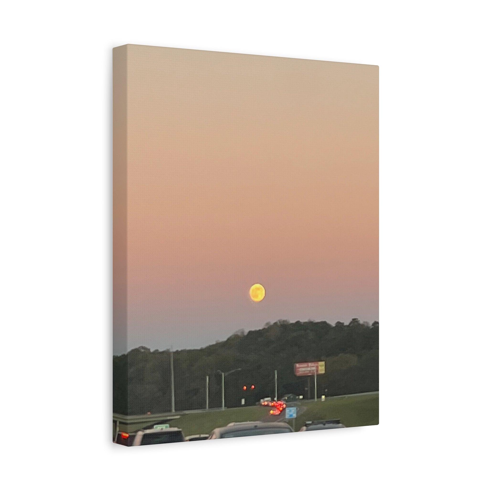 Moonrise Sunset Canvas Print — Pastel Sky Landscape Wall Art
