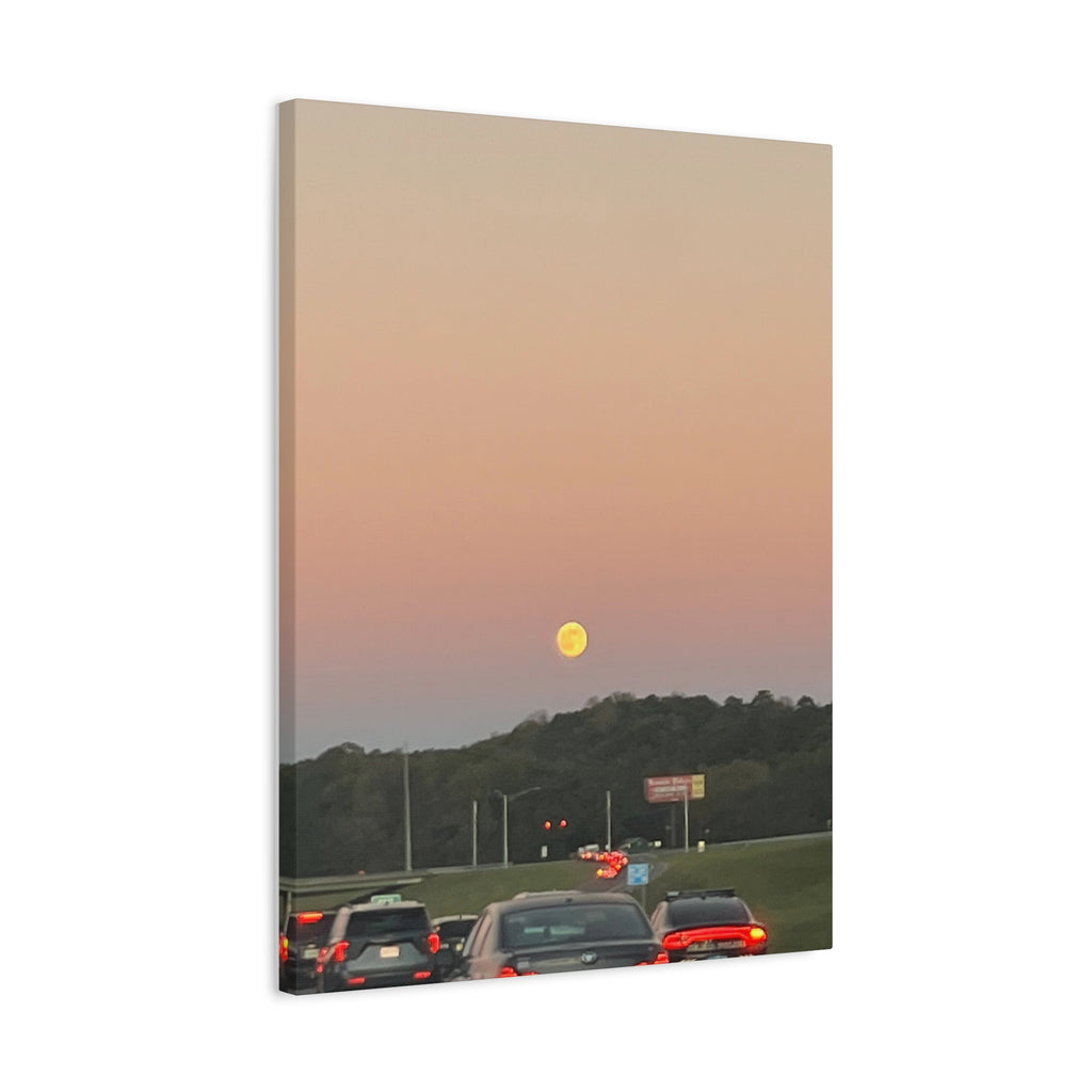 Moonrise Sunset Canvas Print — Pastel Sky Landscape Wall Art