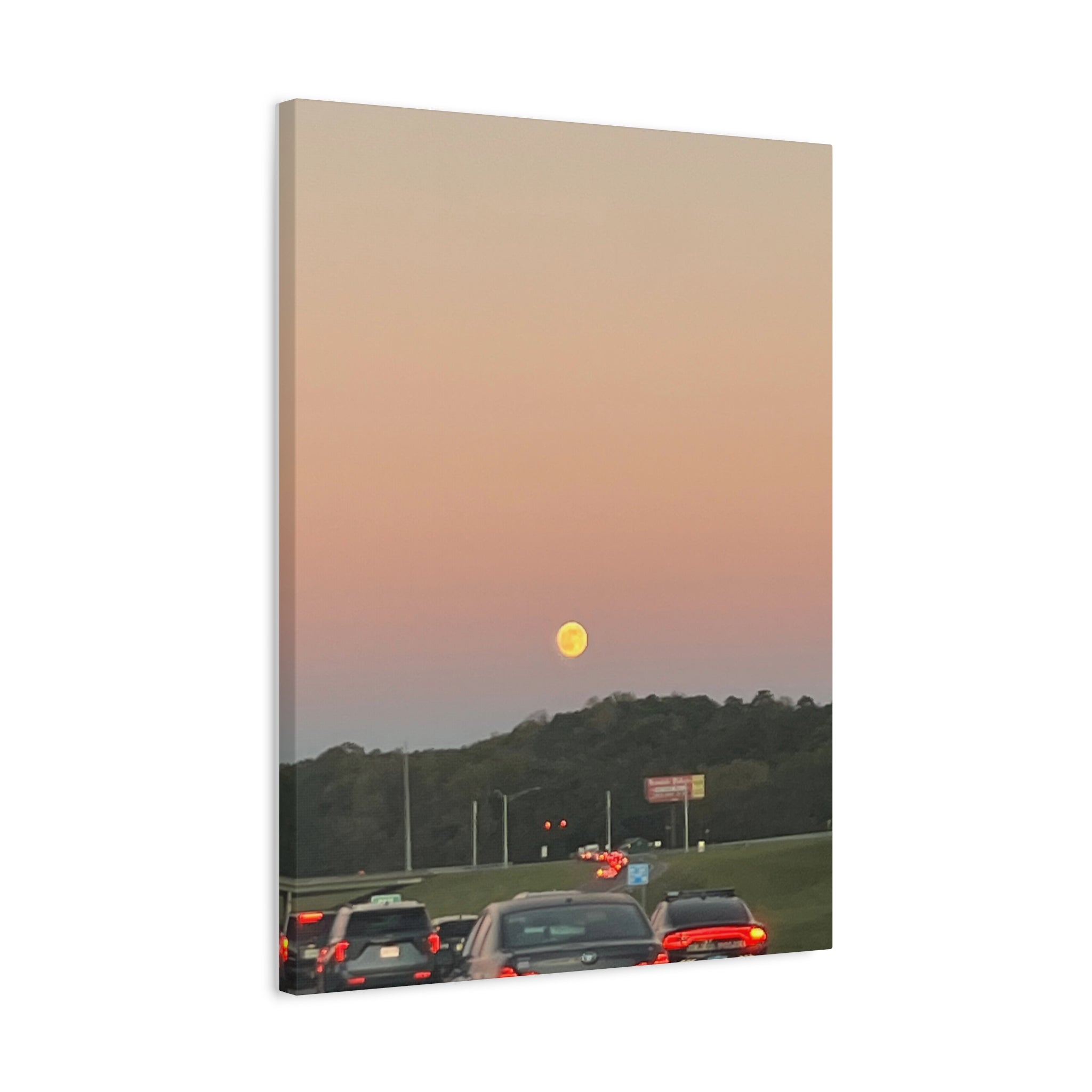 Moonrise Sunset Canvas Print — Pastel Sky Landscape Wall Art