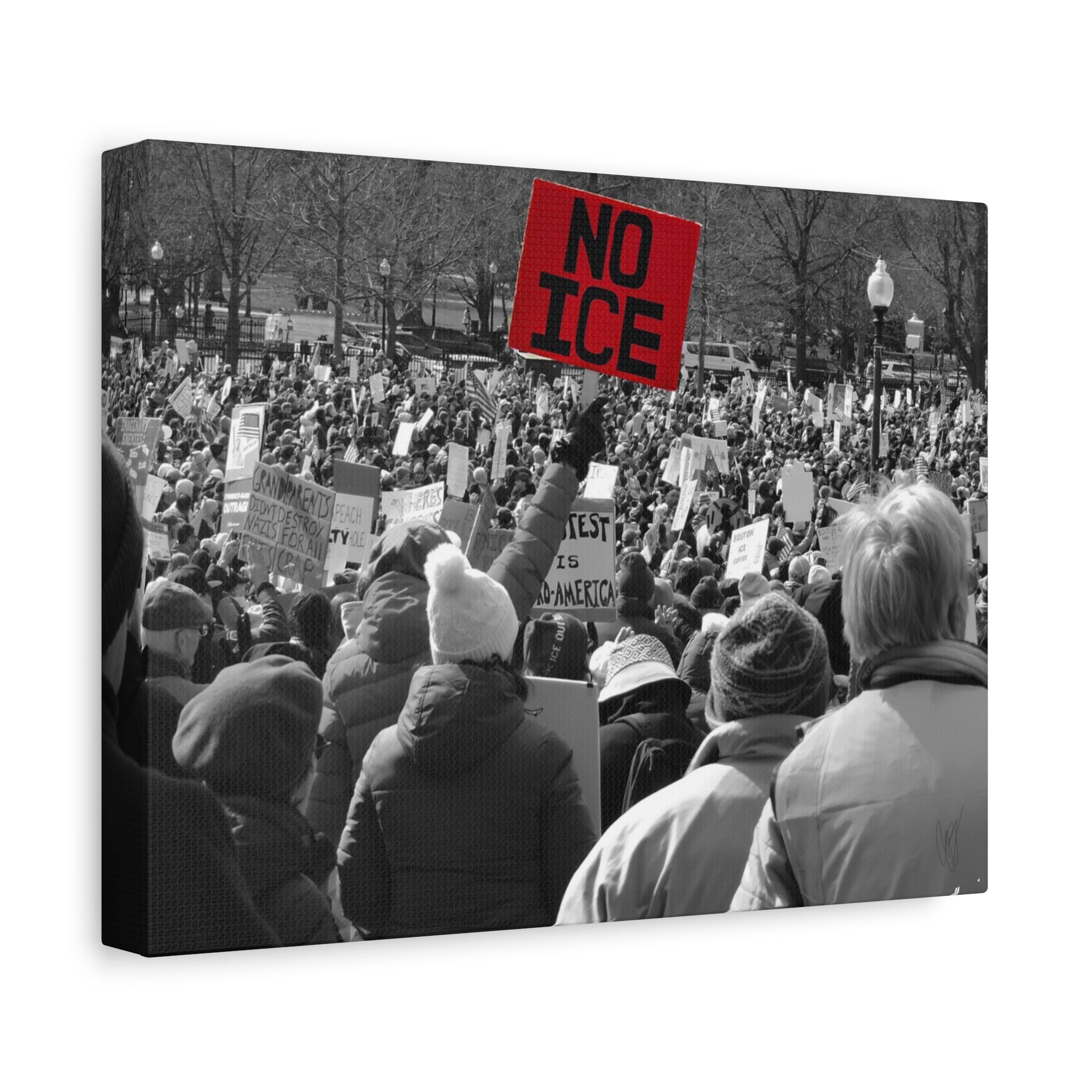 NO ICE in the Crowd — Documentary Matte Canvas