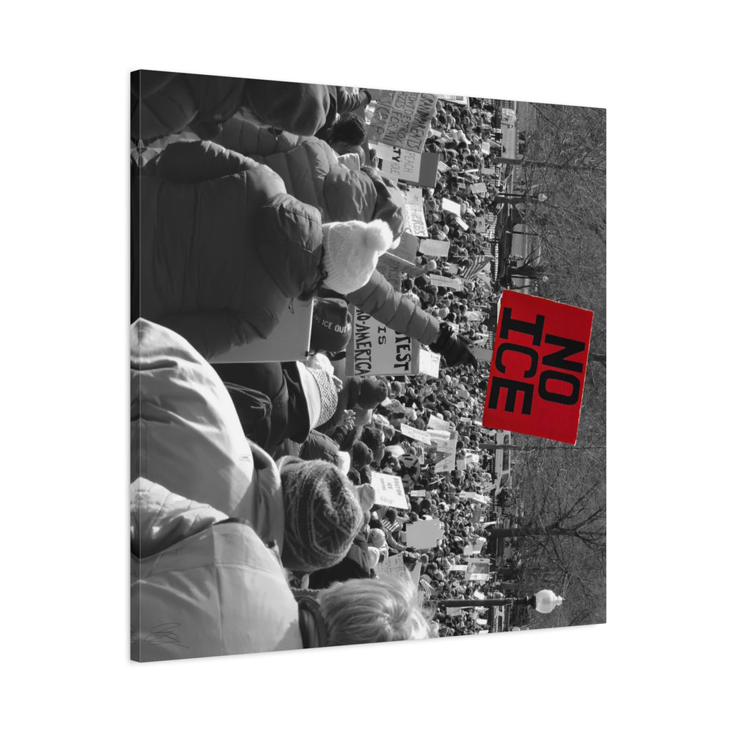 NO ICE Rising Above the Crowd — Matte Humanitarian Canvas