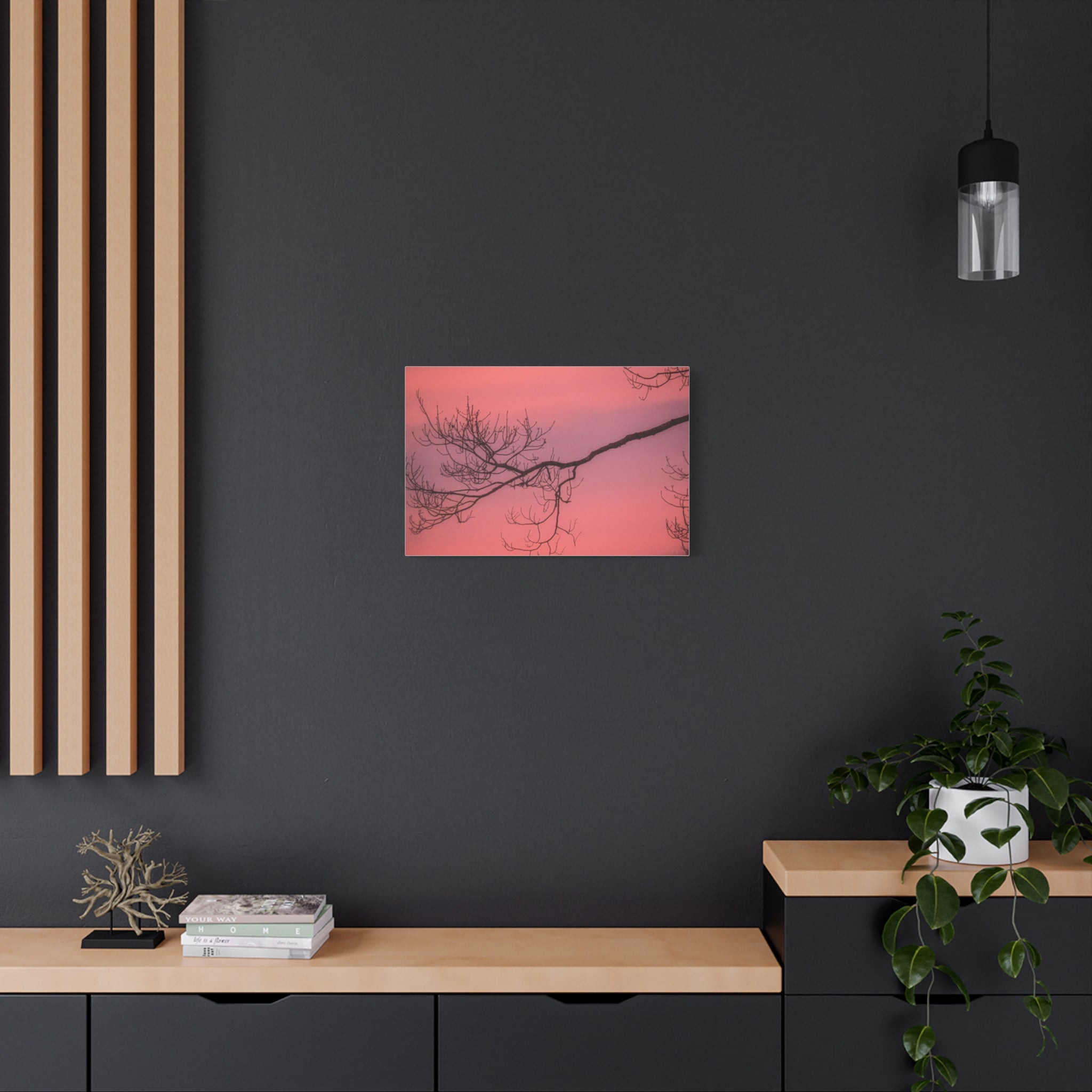 Pink Sunset Tree Canvas Print — Matte Stretched Wall Art