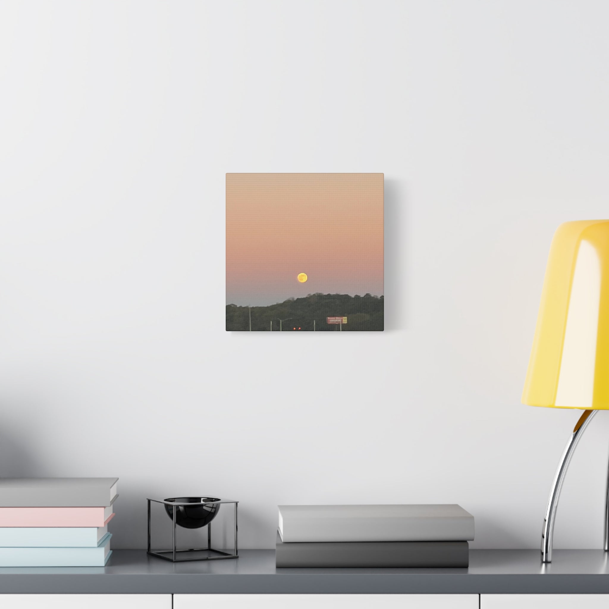 Moonrise Sunset Canvas Print — Pastel Sky Landscape Wall Art