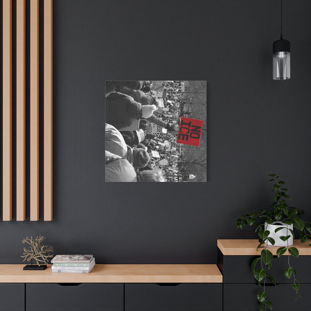 NO ICE Rising Above the Crowd — Matte Humanitarian Canvas