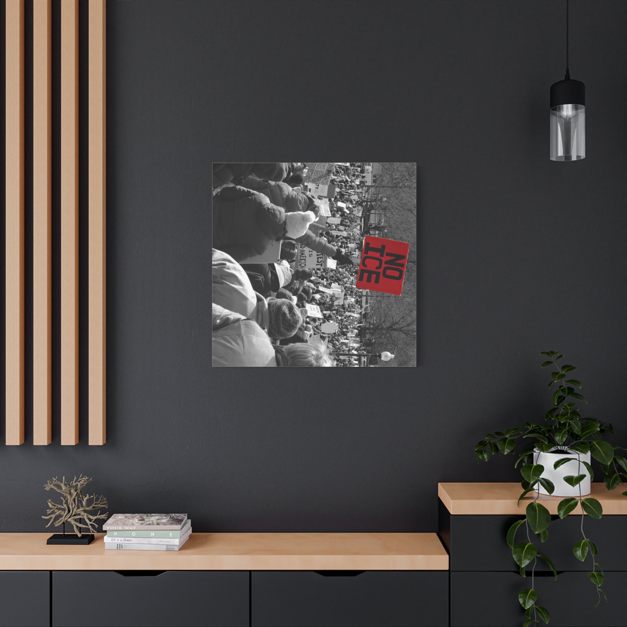 NO ICE Rising Above the Crowd — Matte Humanitarian Canvas