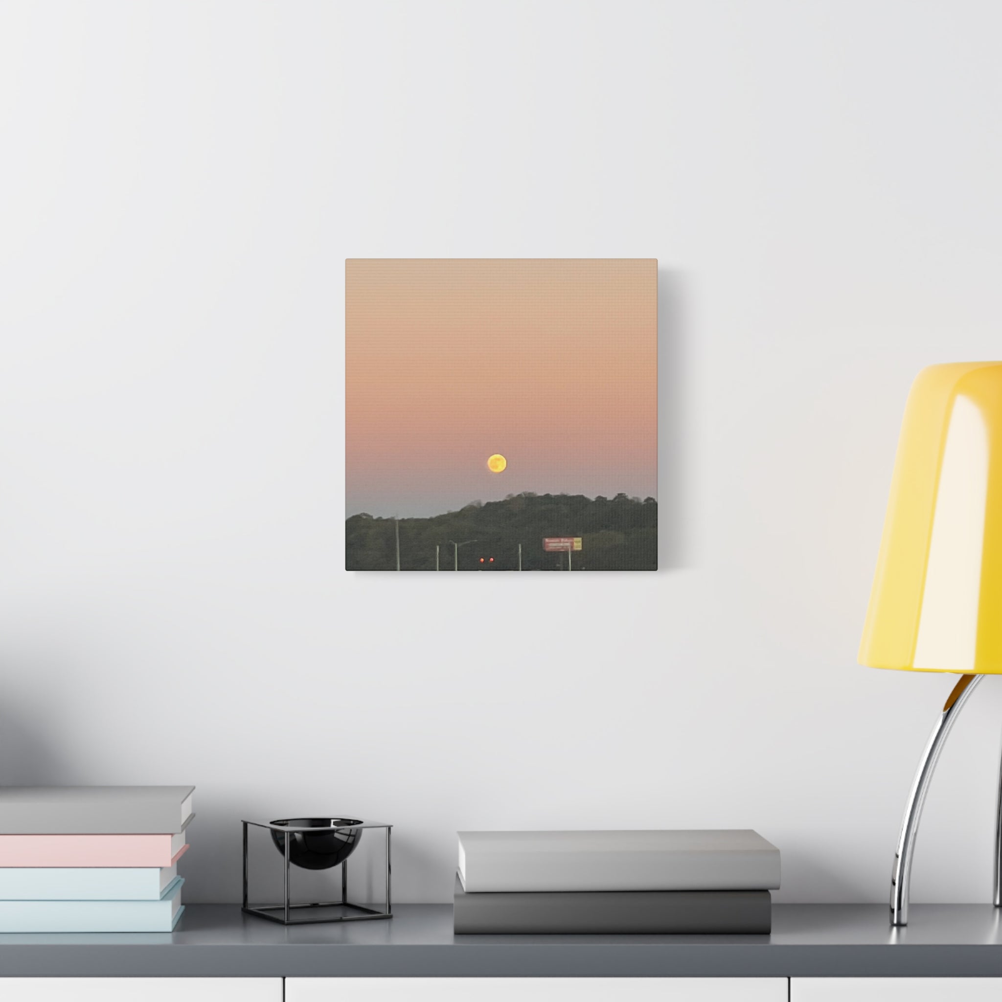 Moonrise Sunset Canvas Print — Pastel Sky Landscape Wall Art