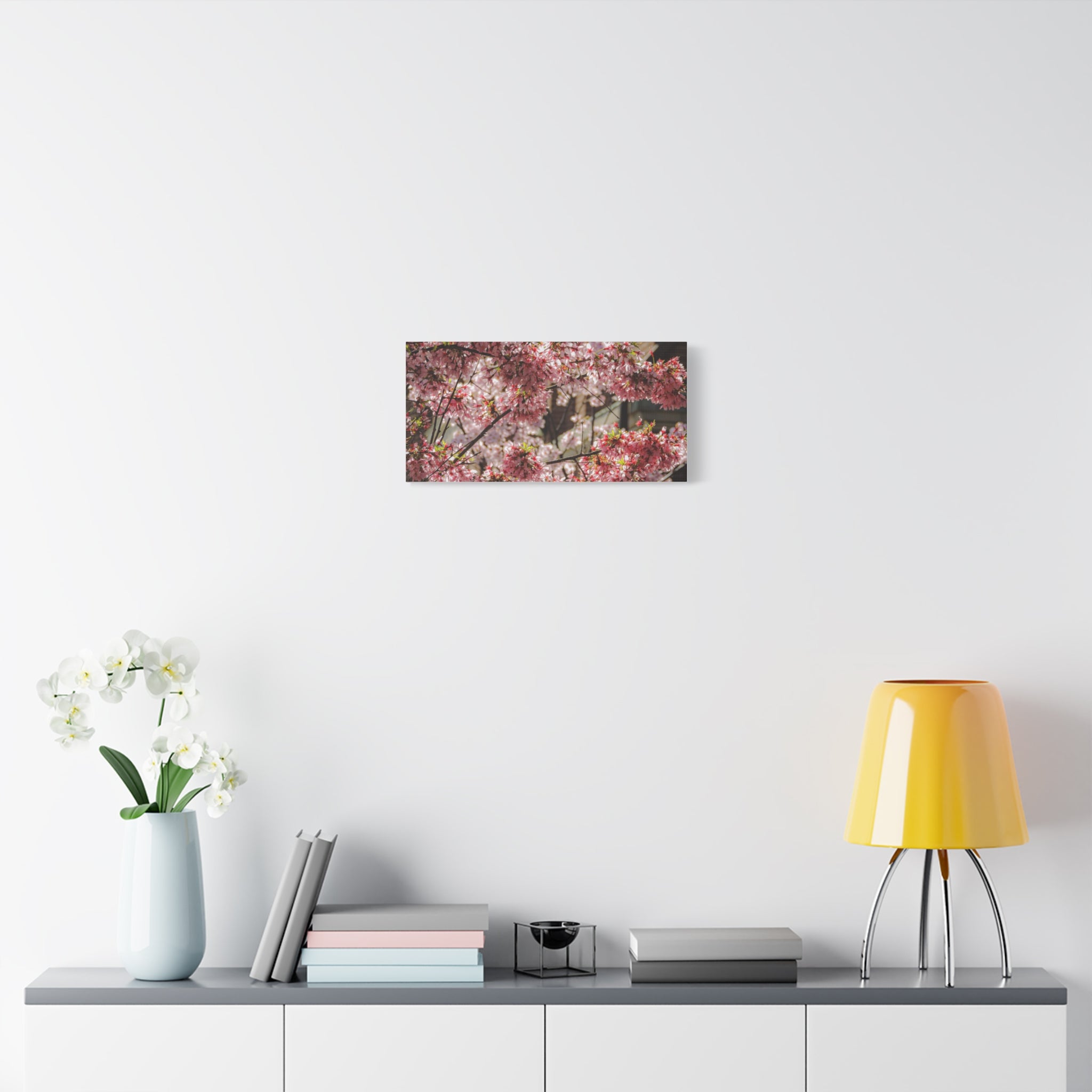 Pink Cherry Blossom Canvas Wall Art — Stretched Matte Floral Print