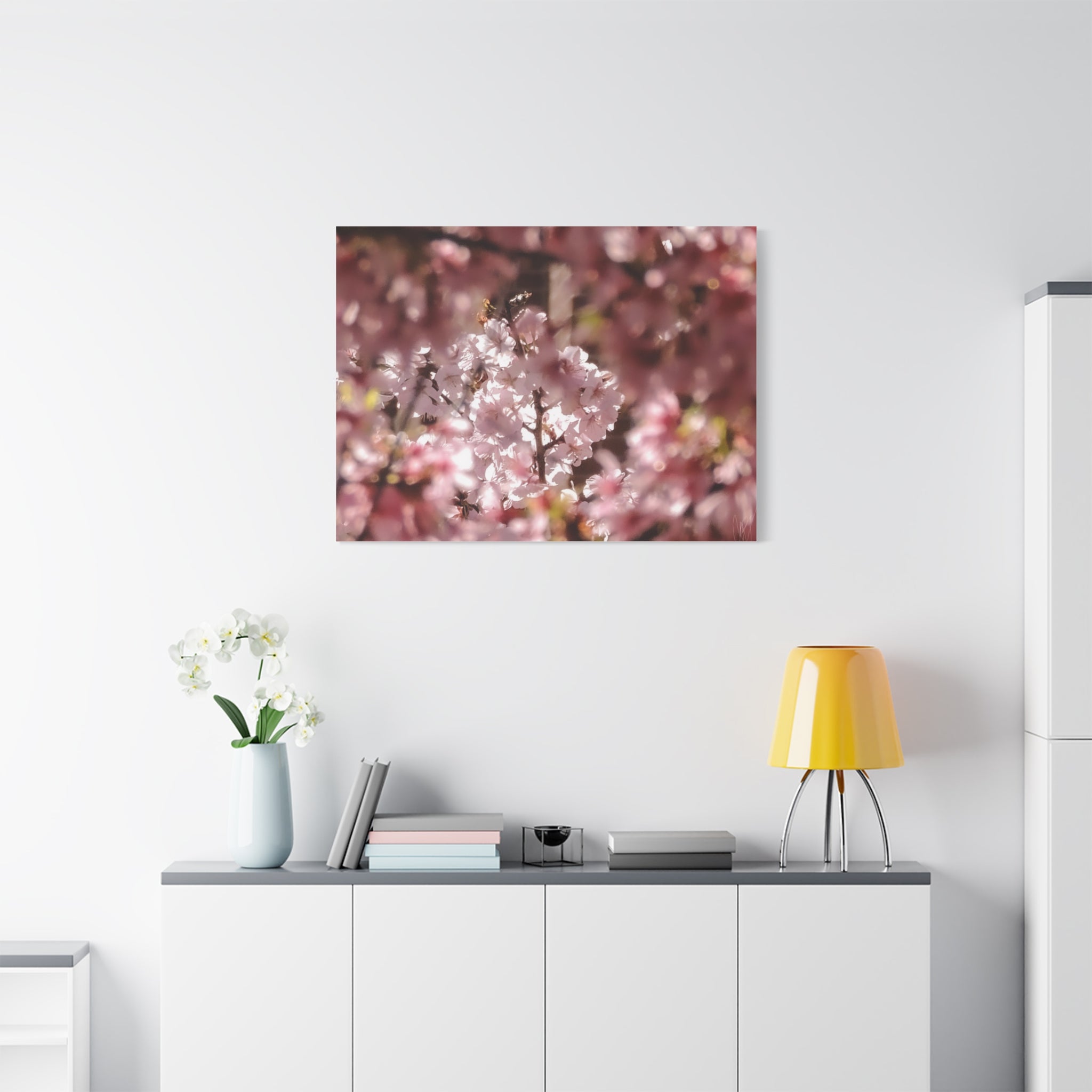 Blush Cherry Blossom Matte Canvas Print — Spring Floral Wall Art (Stretched 1.25")