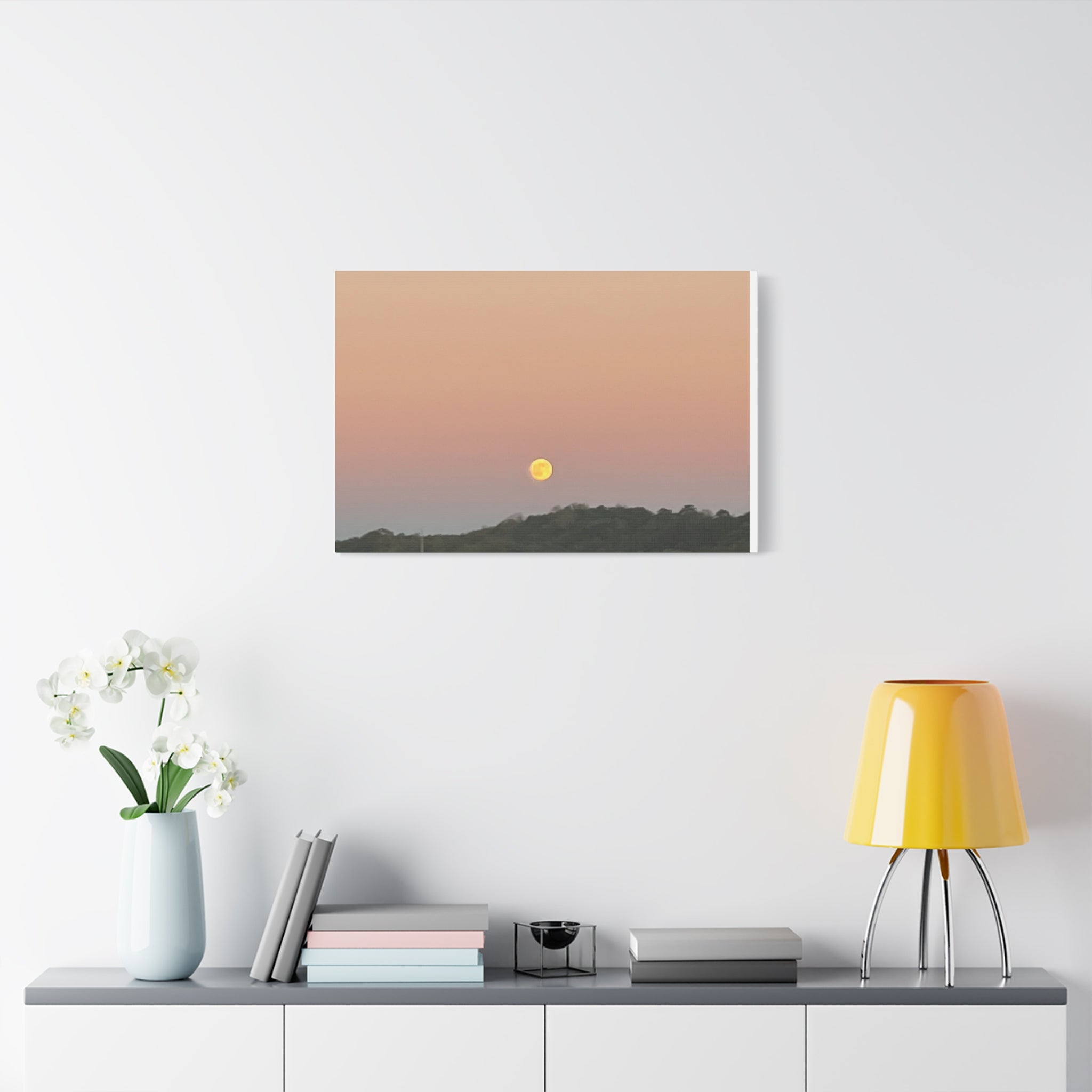 Moonrise Sunset Canvas Print — Pastel Sky Landscape Wall Art