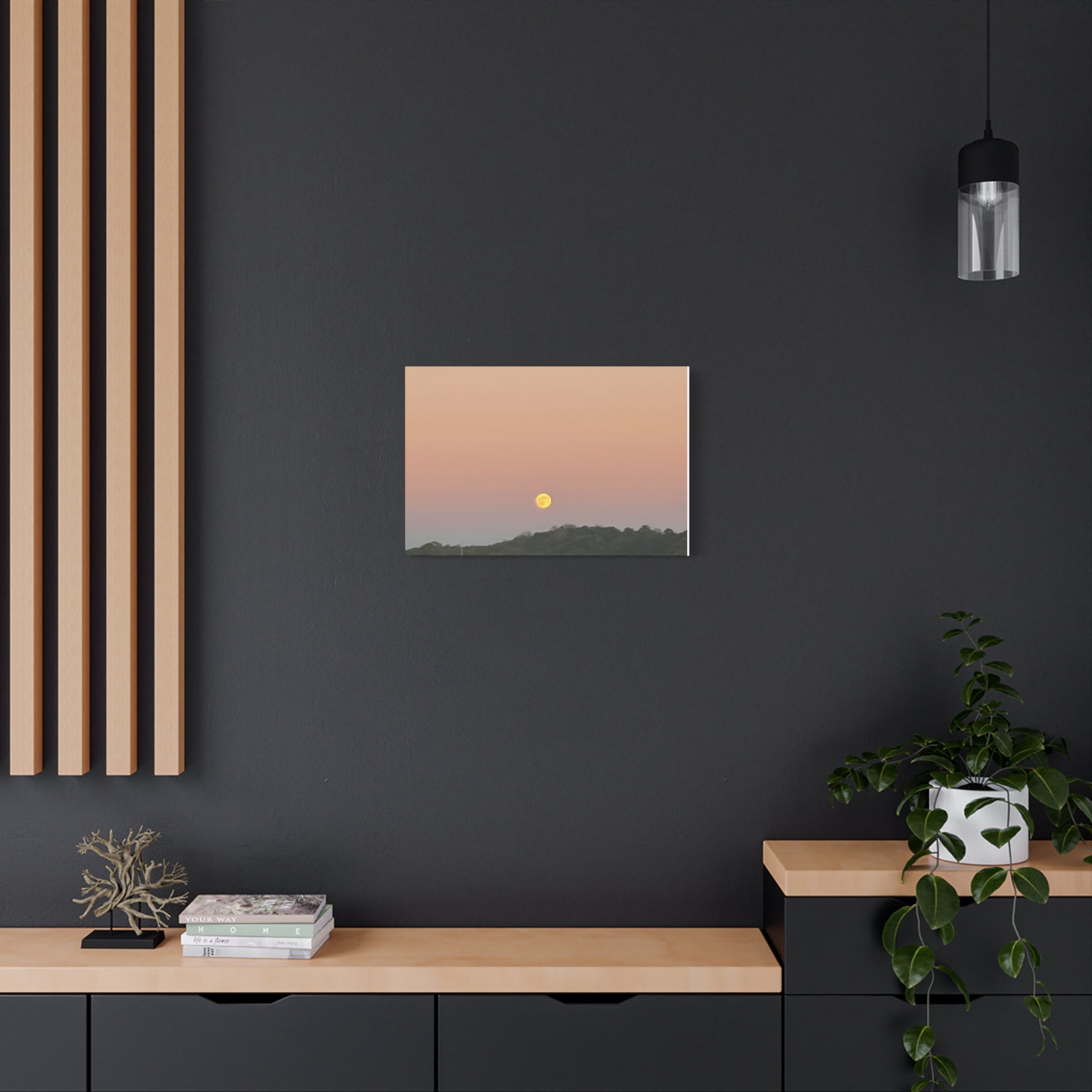 Moonrise Sunset Canvas Print — Pastel Sky Landscape Wall Art