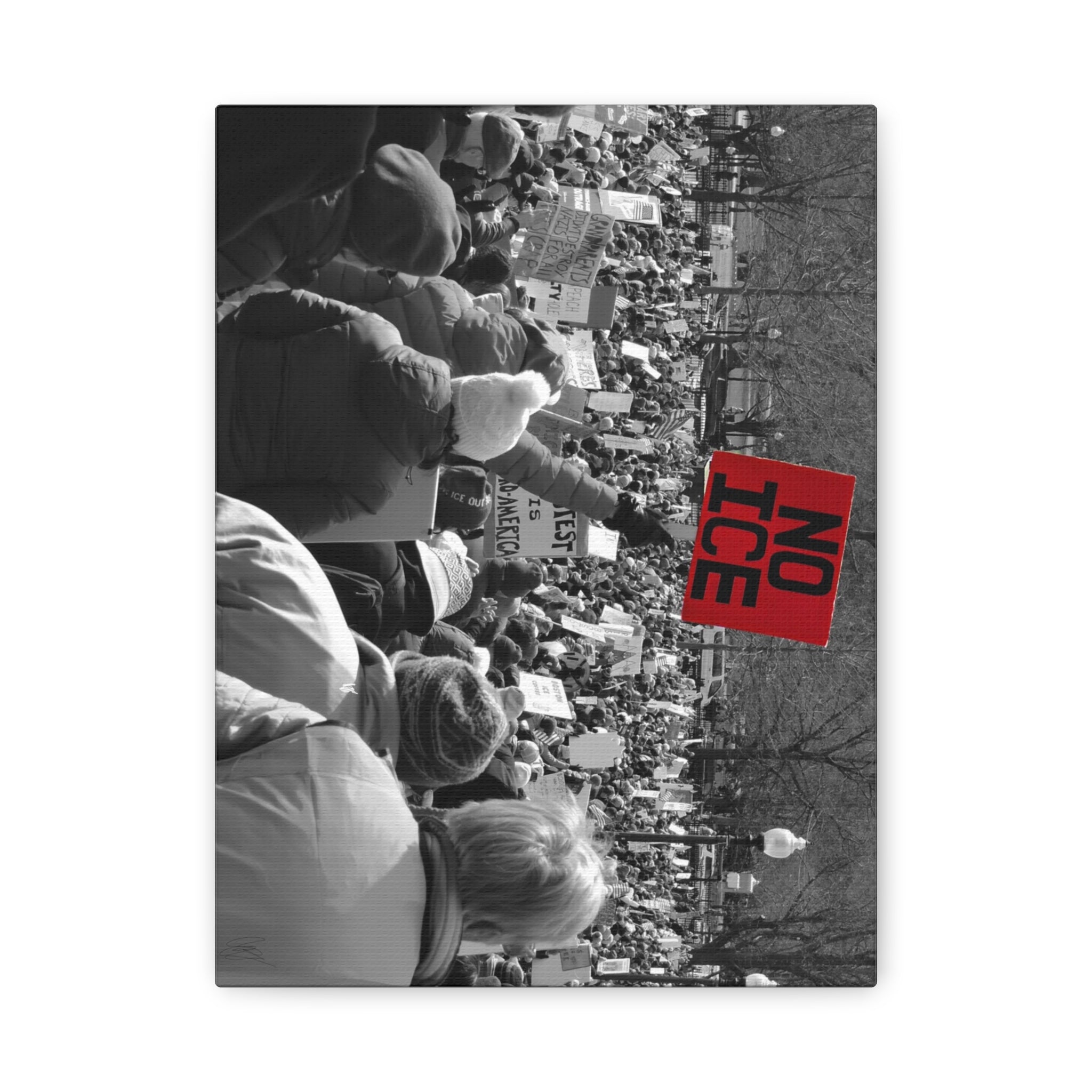 NO ICE Rising Above the Crowd — Matte Humanitarian Canvas