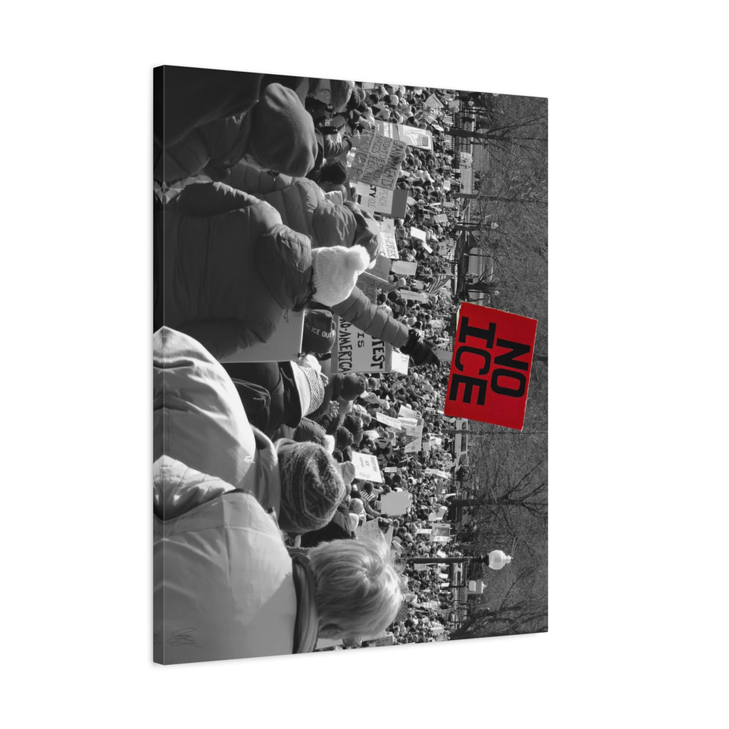 NO ICE Rising Above the Crowd — Matte Humanitarian Canvas