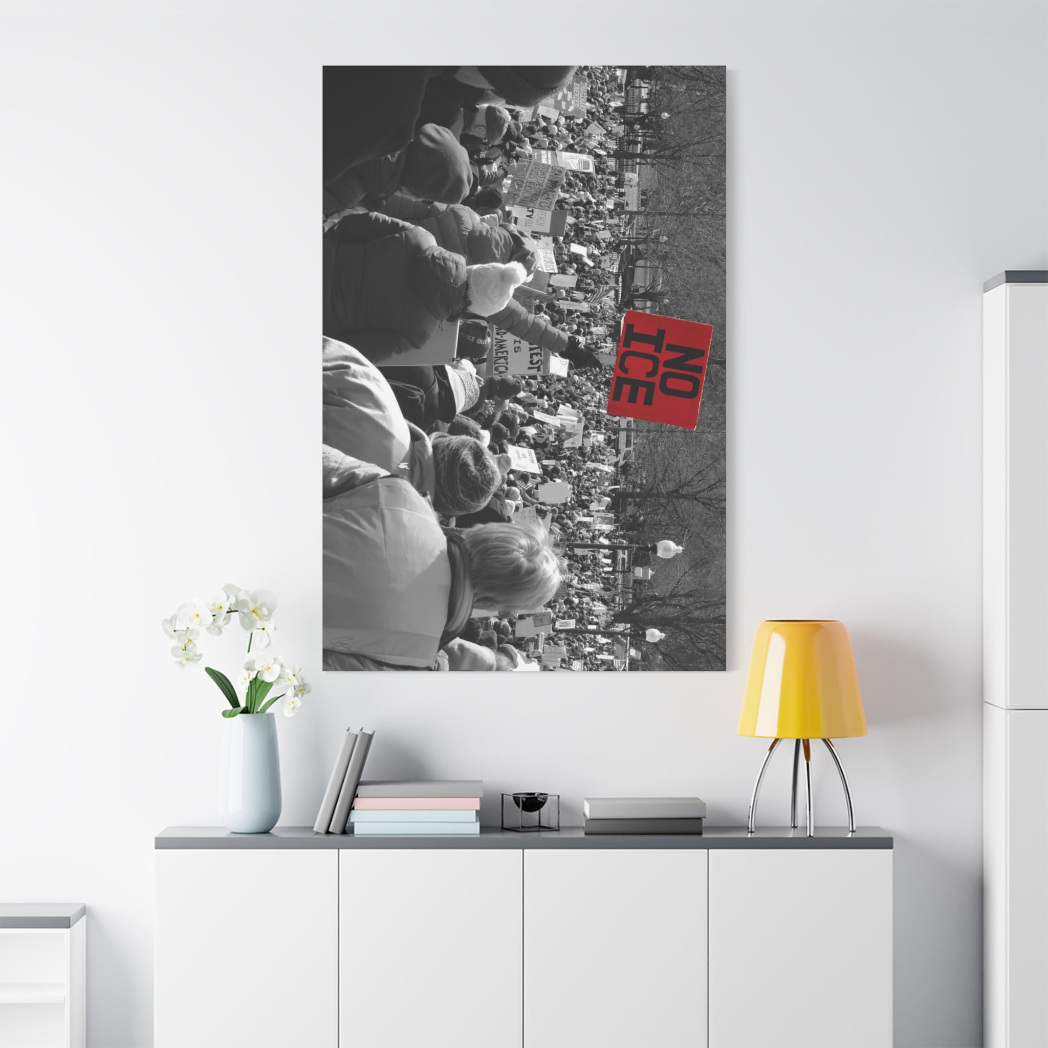 NO ICE Rising Above the Crowd — Matte Humanitarian Canvas