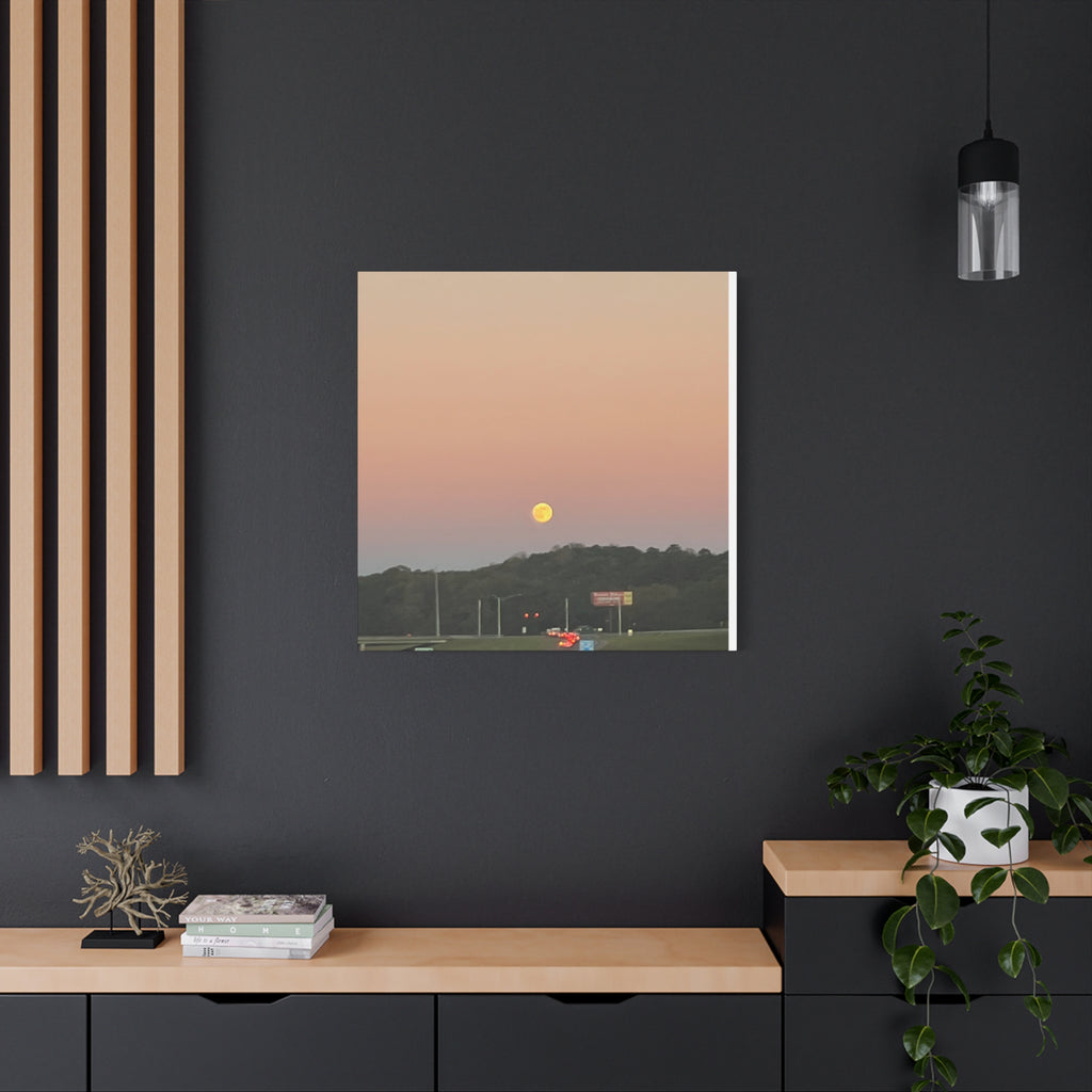 Moonrise Sunset Canvas Print — Pastel Sky Landscape Wall Art