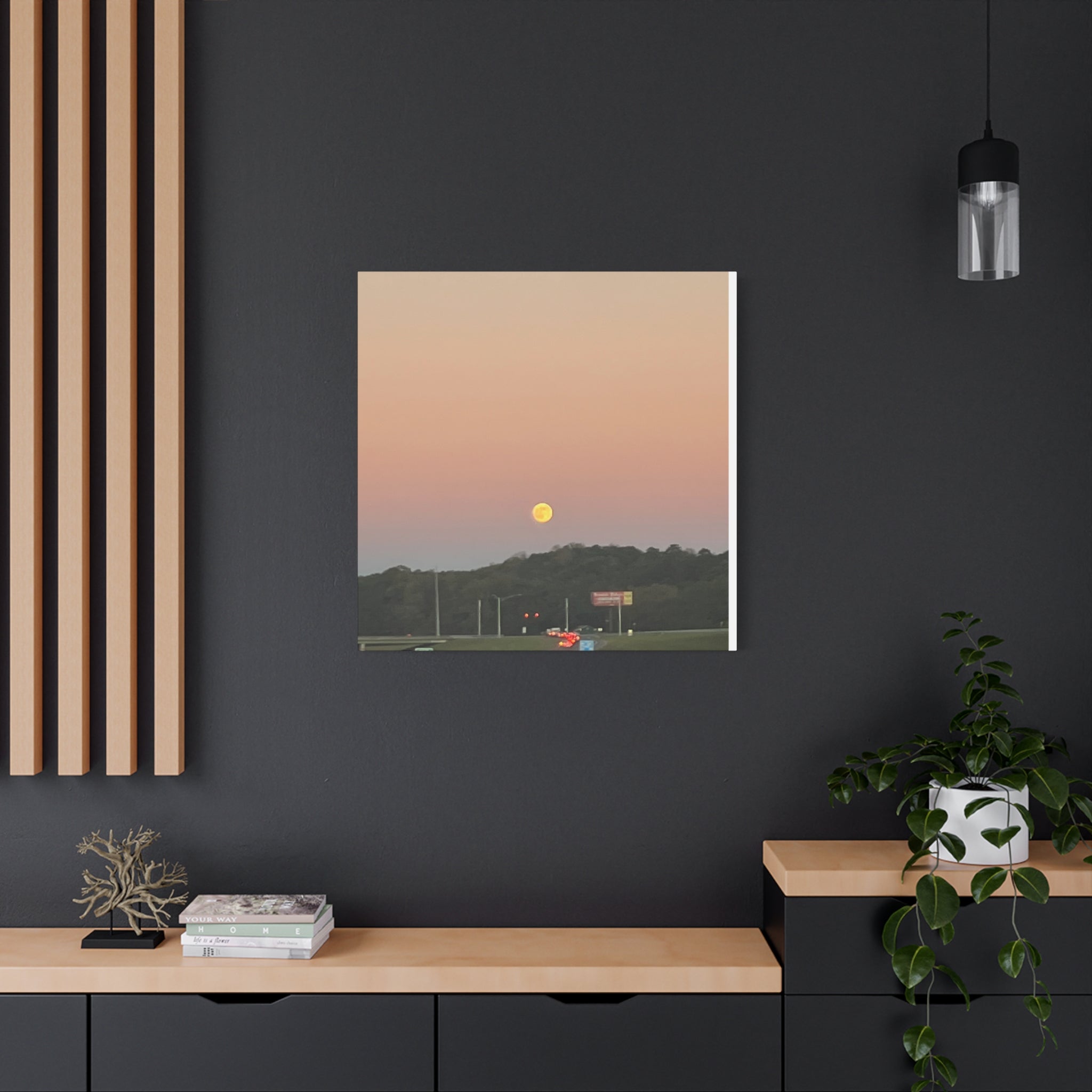 Moonrise Sunset Canvas Print — Pastel Sky Landscape Wall Art