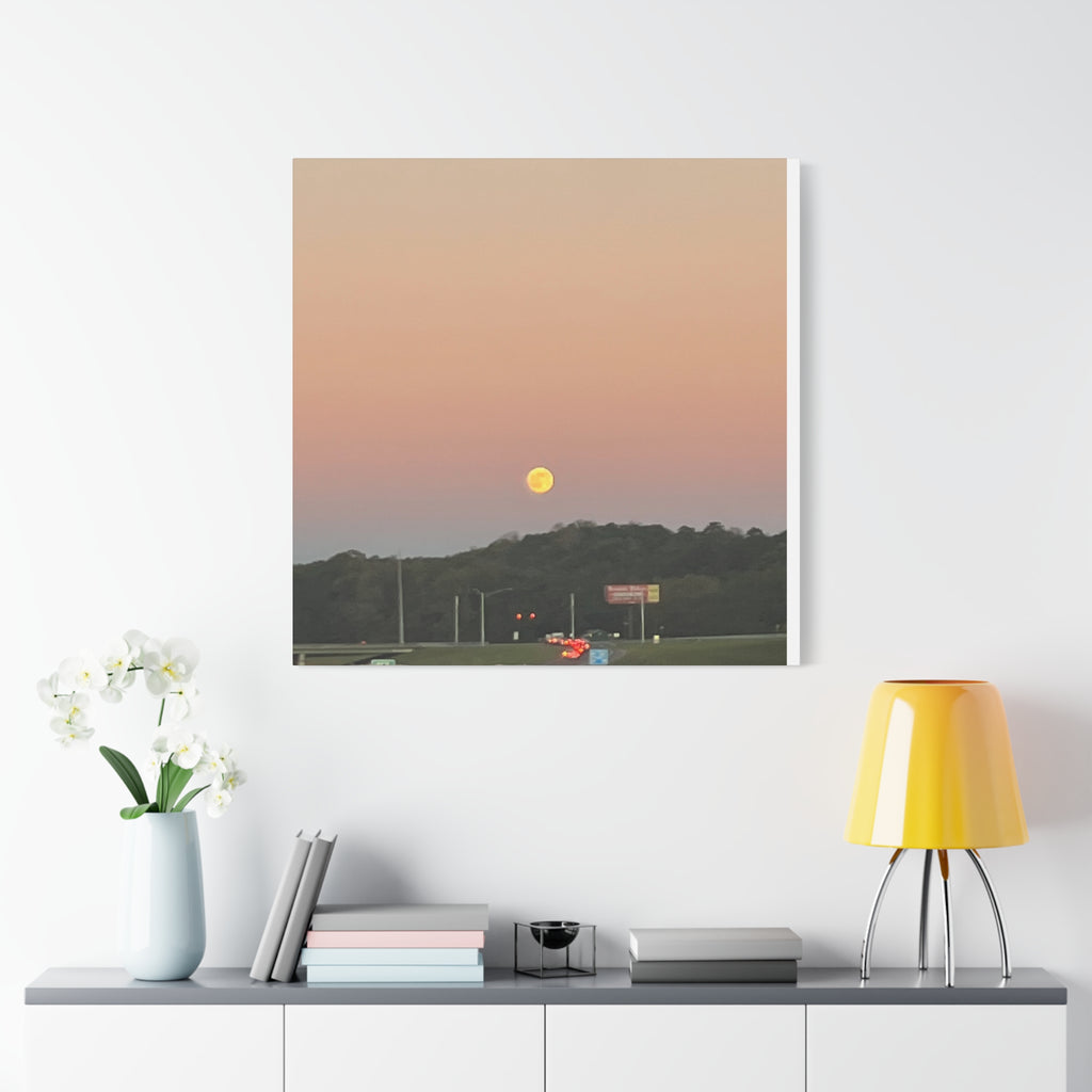 Moonrise Sunset Canvas Print — Pastel Sky Landscape Wall Art