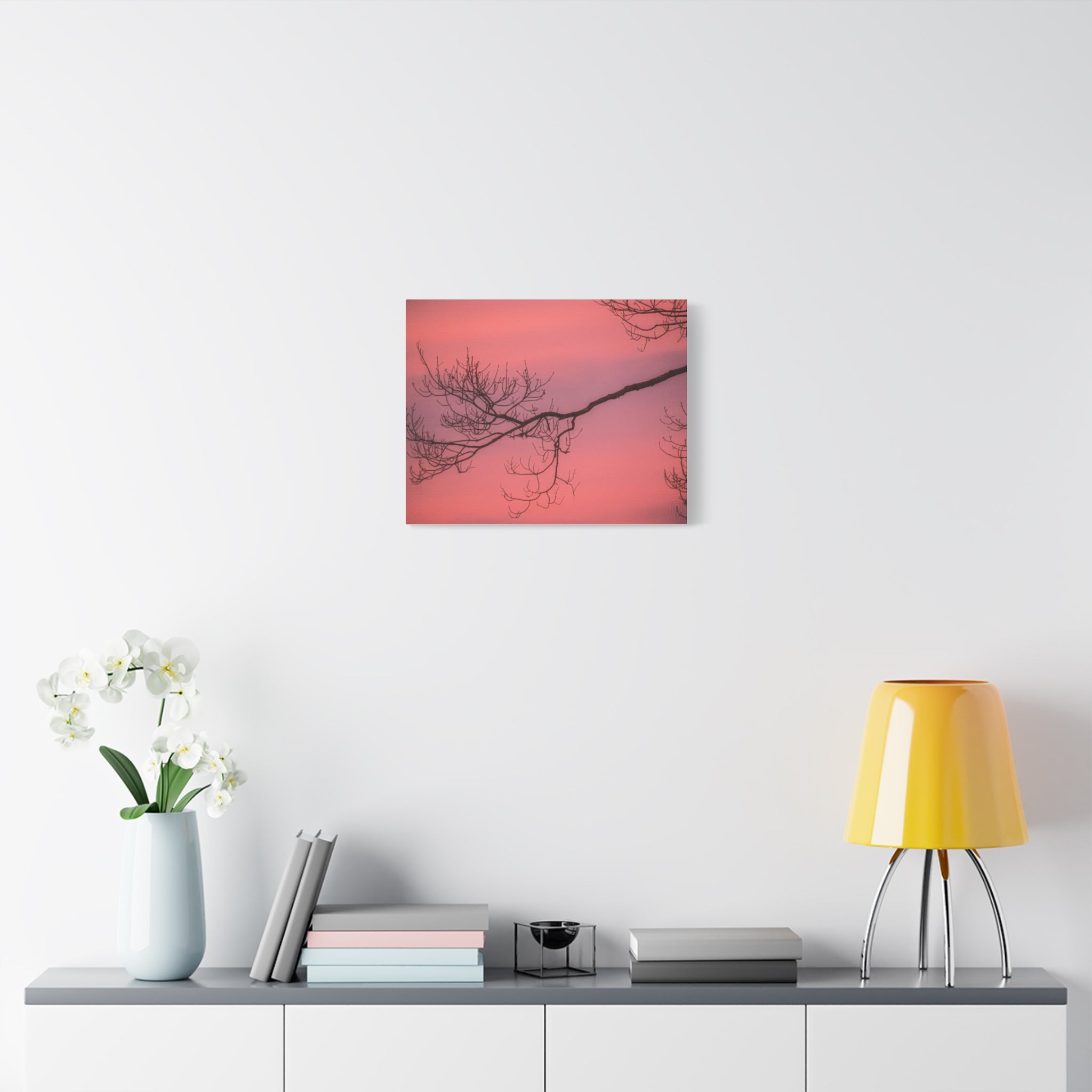 Pink Sunset Tree Canvas Print — Matte Stretched Wall Art