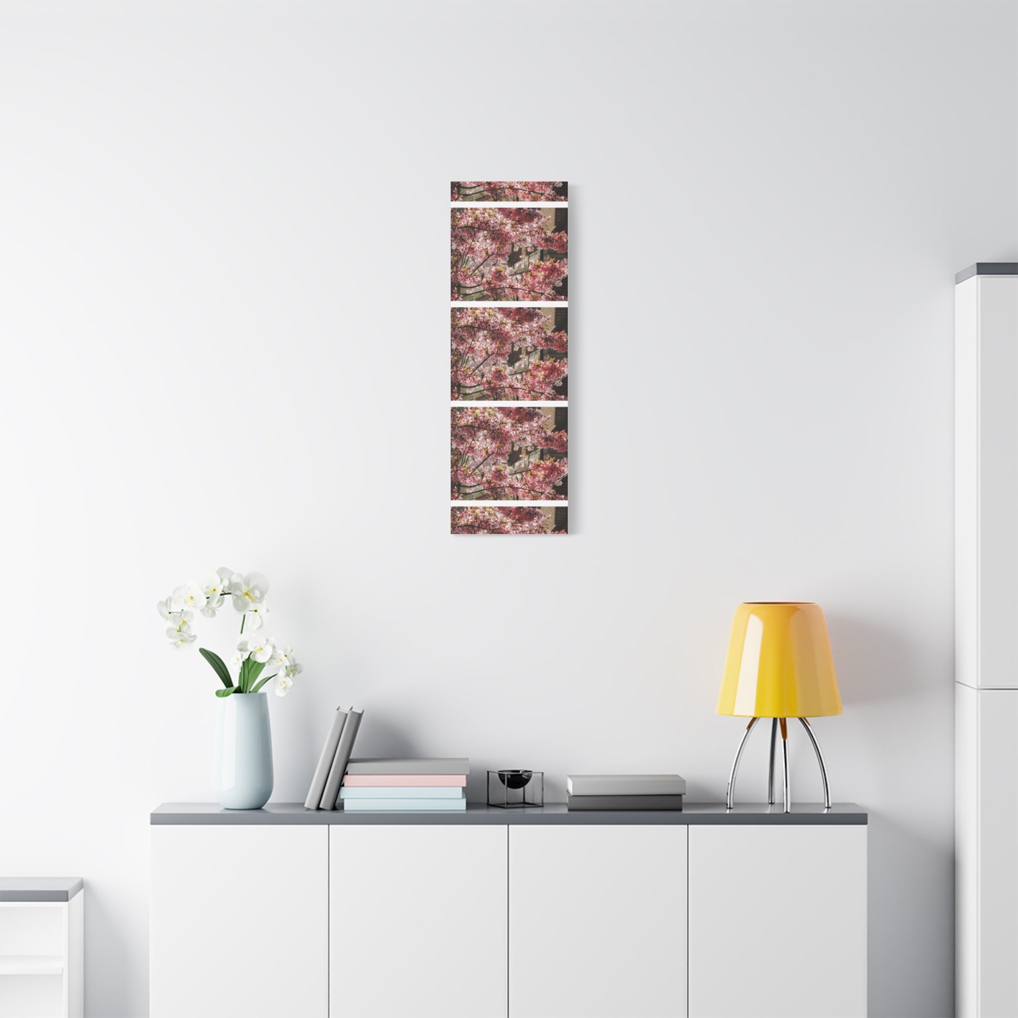 Pink Cherry Blossom Canvas Wall Art — Stretched Matte Floral Print
