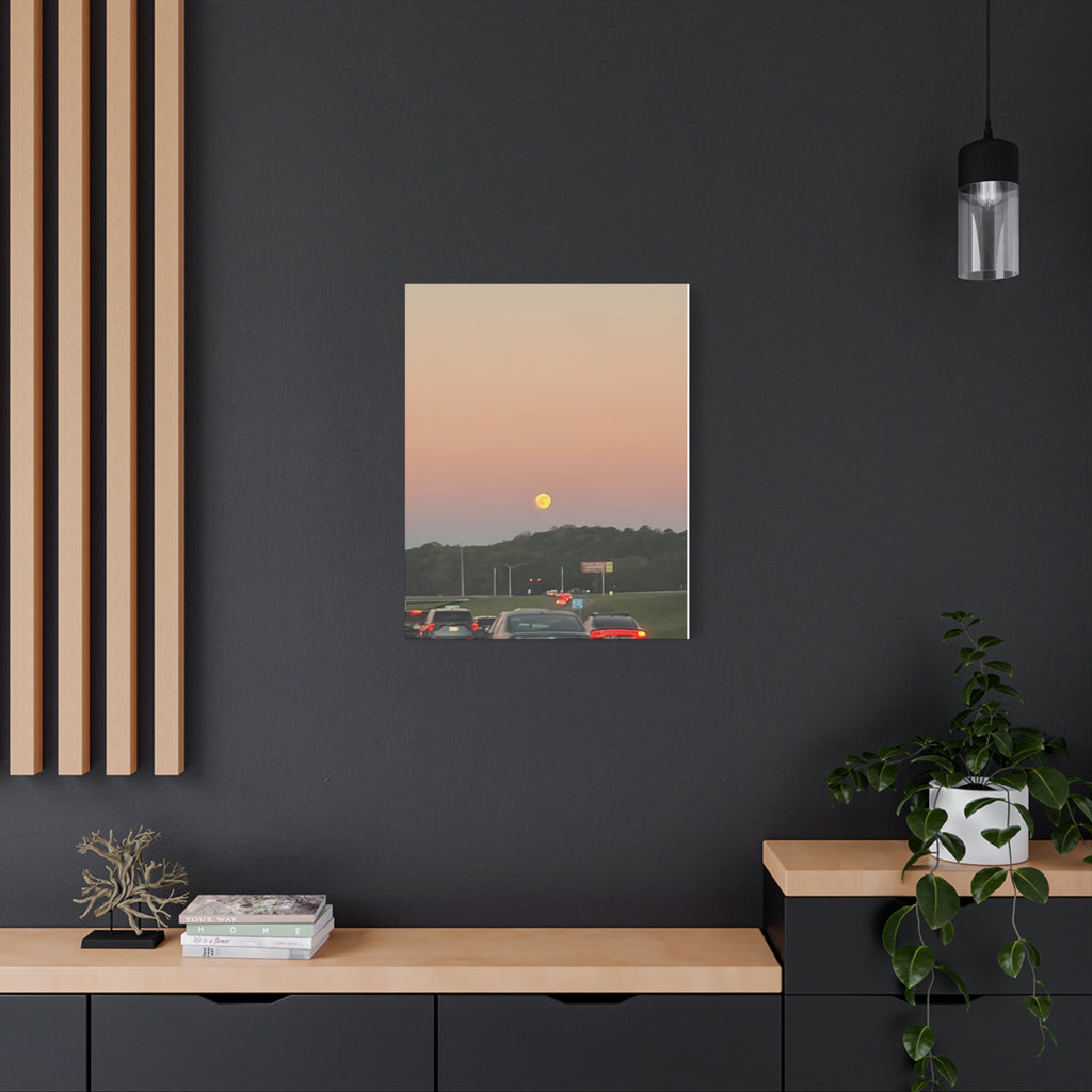 Moonrise Sunset Canvas Print — Pastel Sky Landscape Wall Art