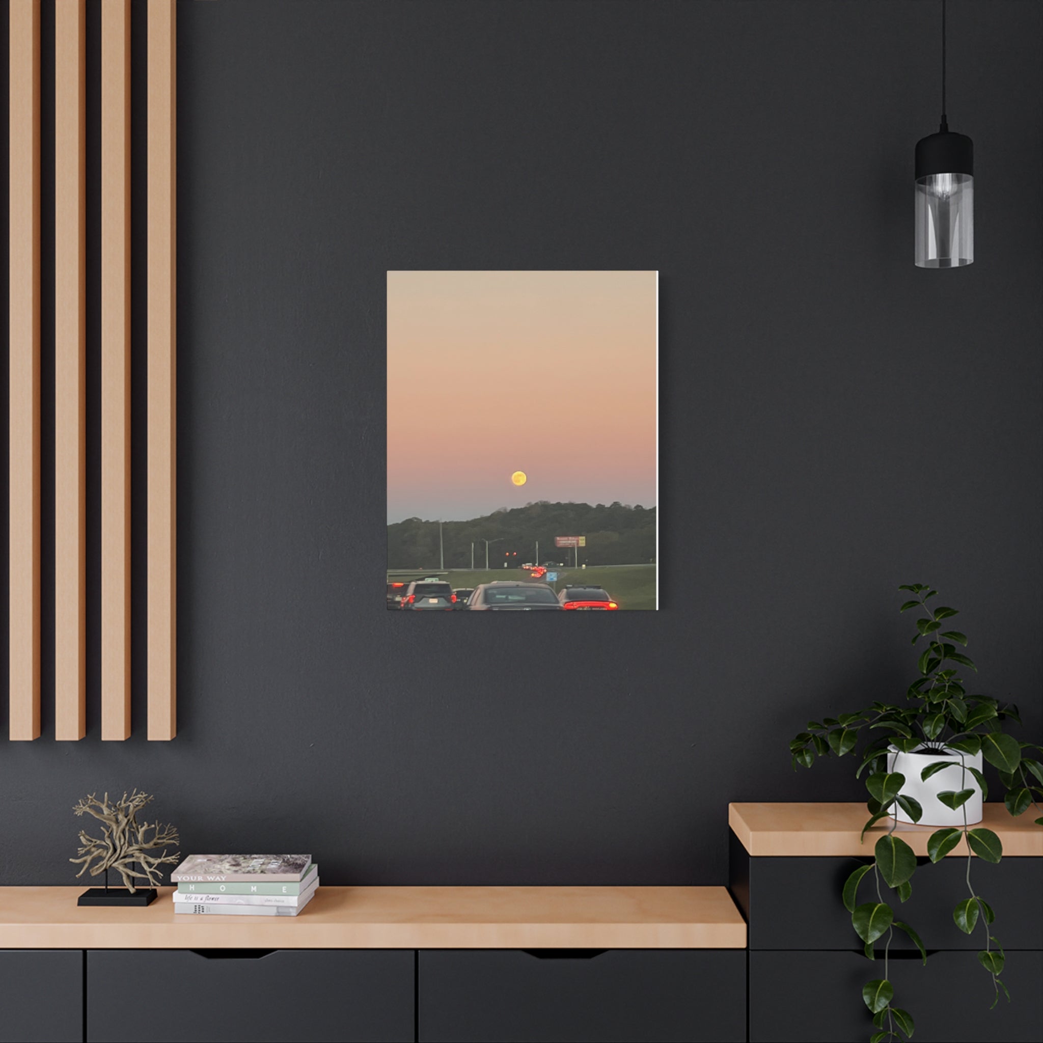 Moonrise Sunset Canvas Print — Pastel Sky Landscape Wall Art