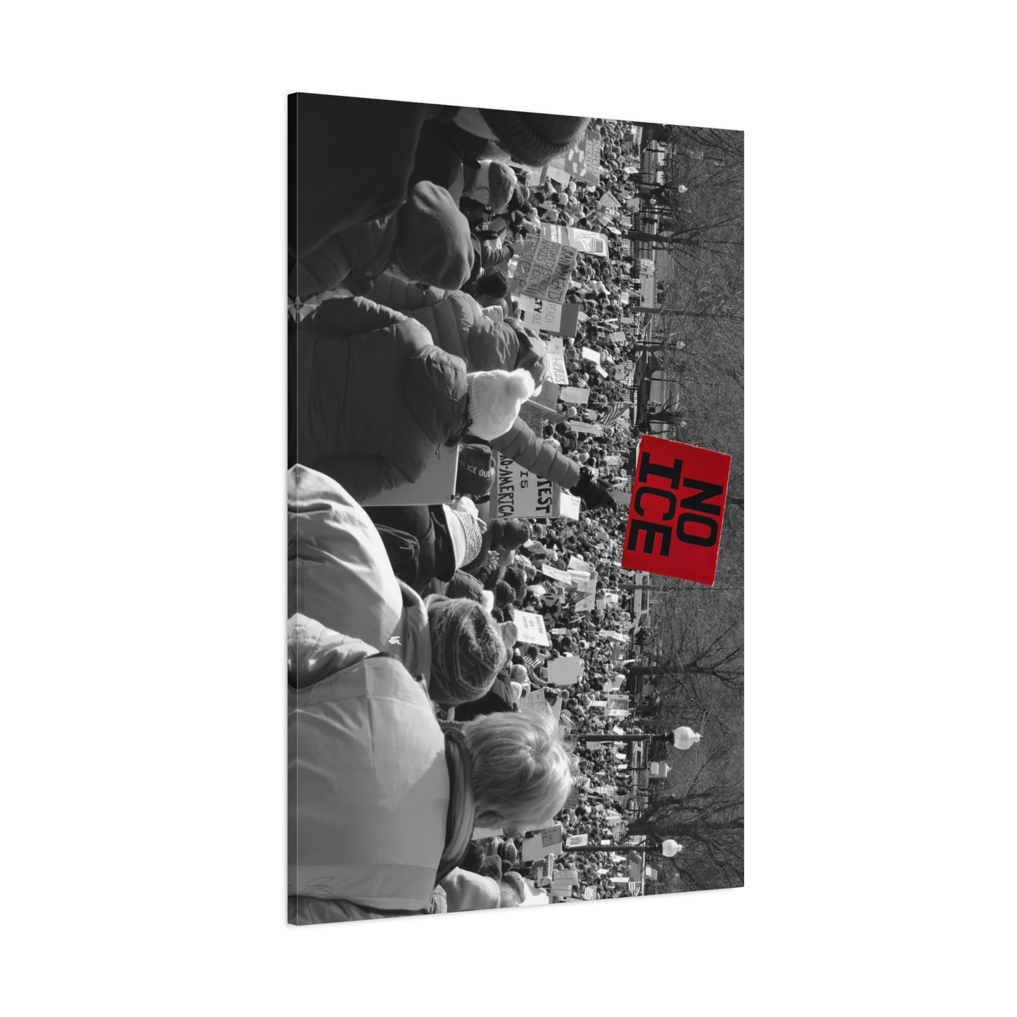 NO ICE Rising Above the Crowd — Matte Humanitarian Canvas