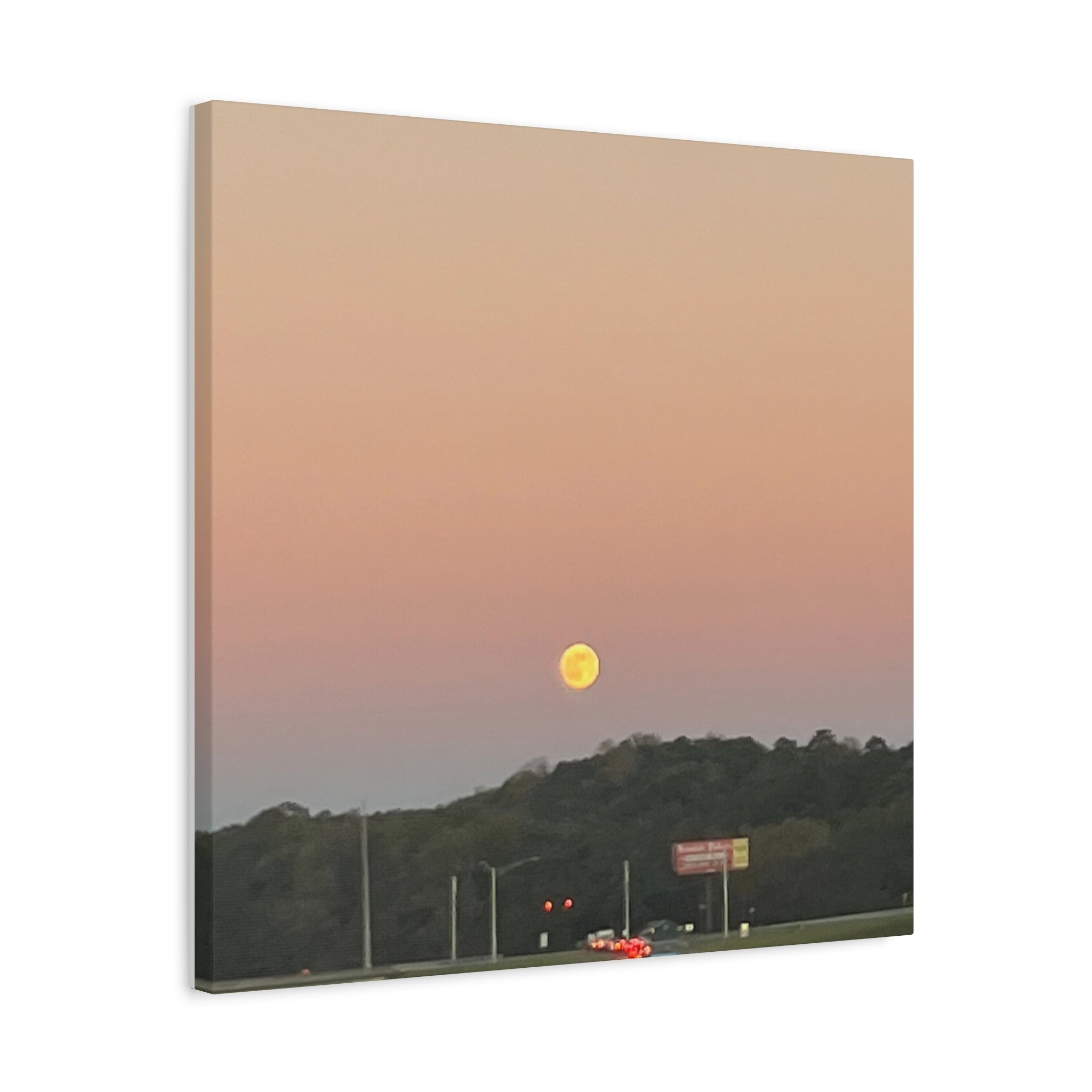 Moonrise Sunset Canvas Print — Pastel Sky Landscape Wall Art