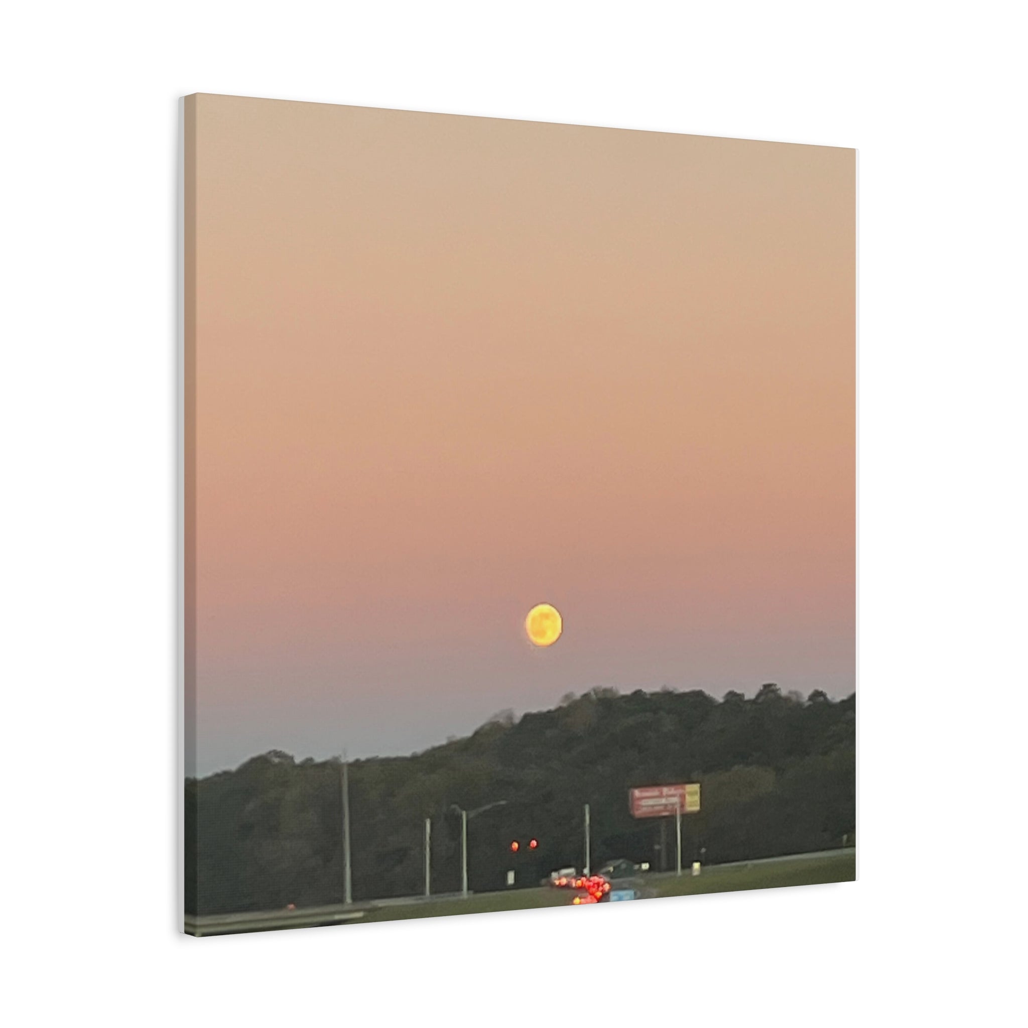 Moonrise Sunset Canvas Print — Pastel Sky Landscape Wall Art