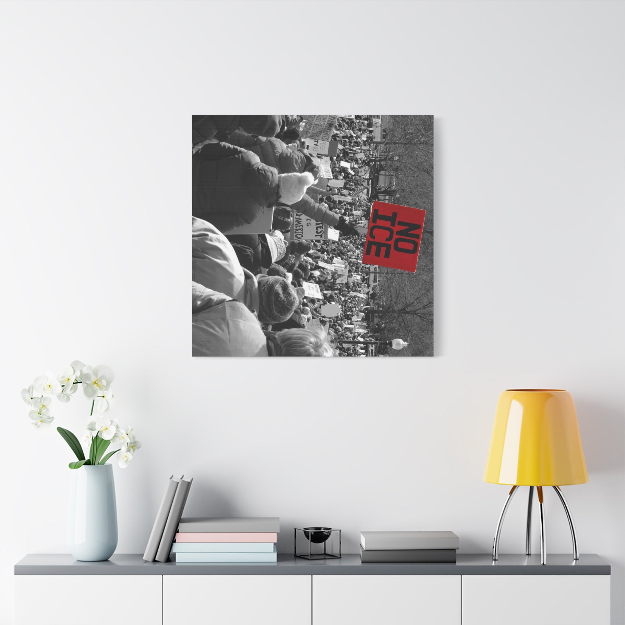 NO ICE Rising Above the Crowd — Matte Humanitarian Canvas
