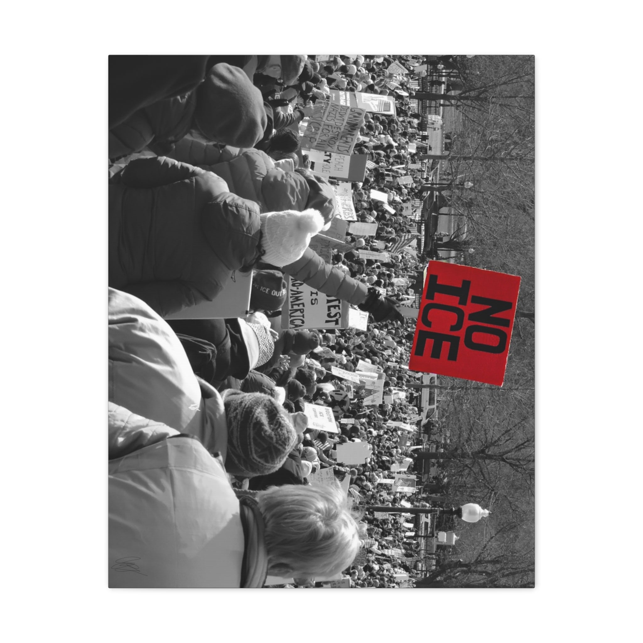 NO ICE Rising Above the Crowd — Matte Humanitarian Canvas