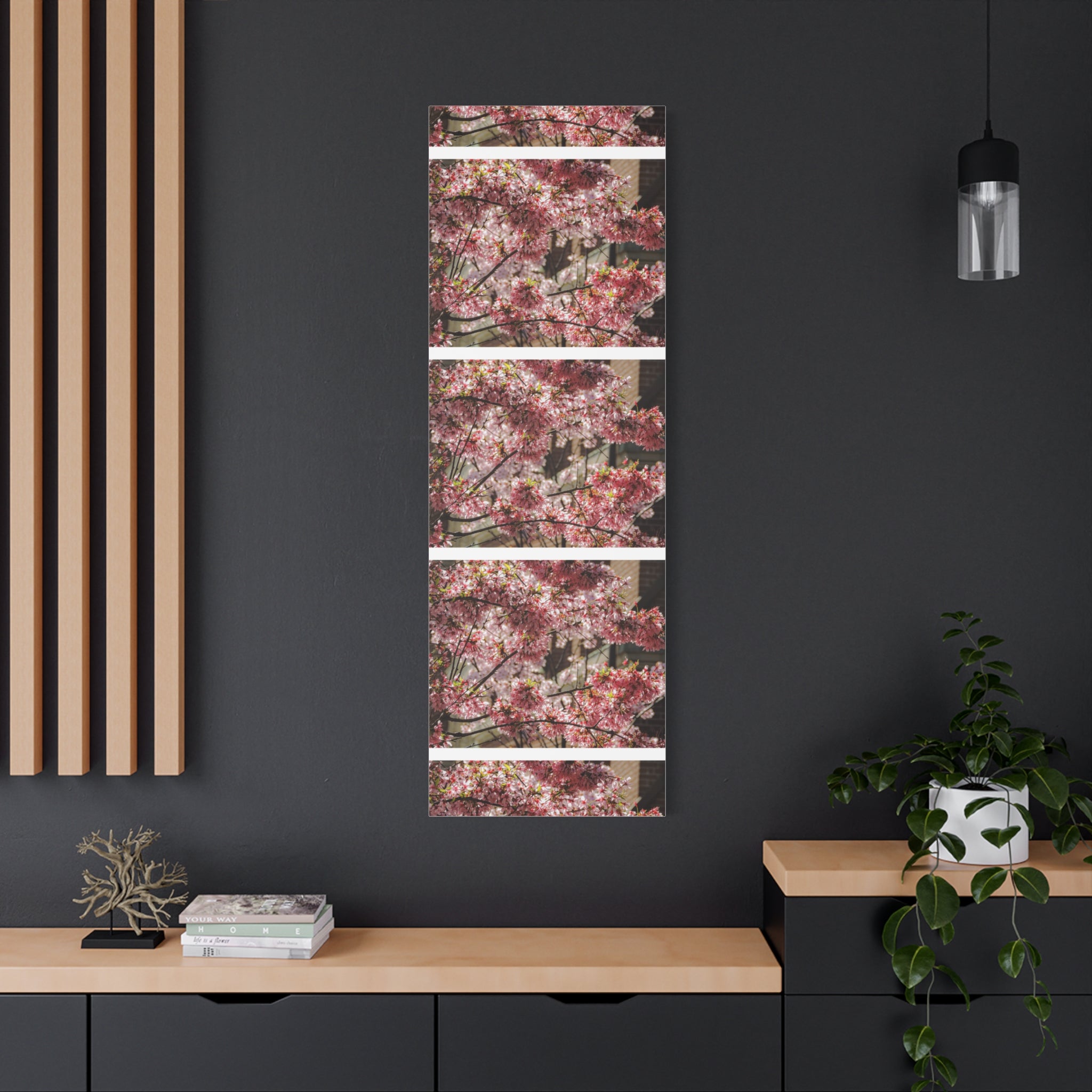 Pink Cherry Blossom Canvas Wall Art — Stretched Matte Floral Print