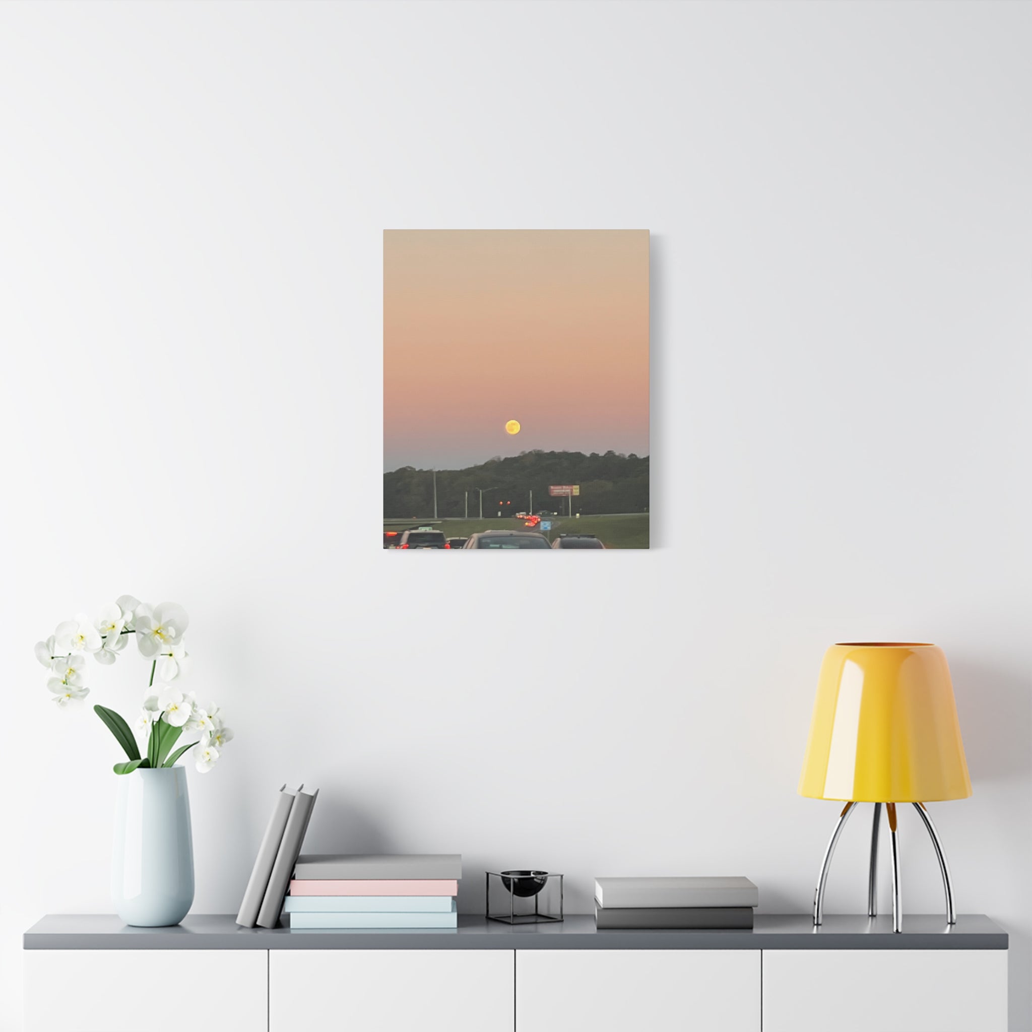Moonrise Sunset Canvas Print — Pastel Sky Landscape Wall Art