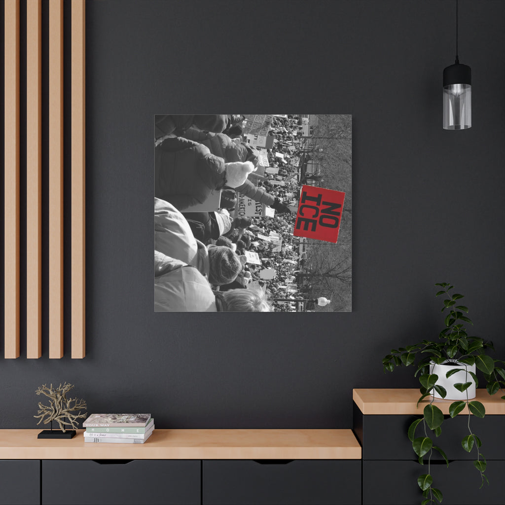 NO ICE Rising Above the Crowd — Matte Humanitarian Canvas