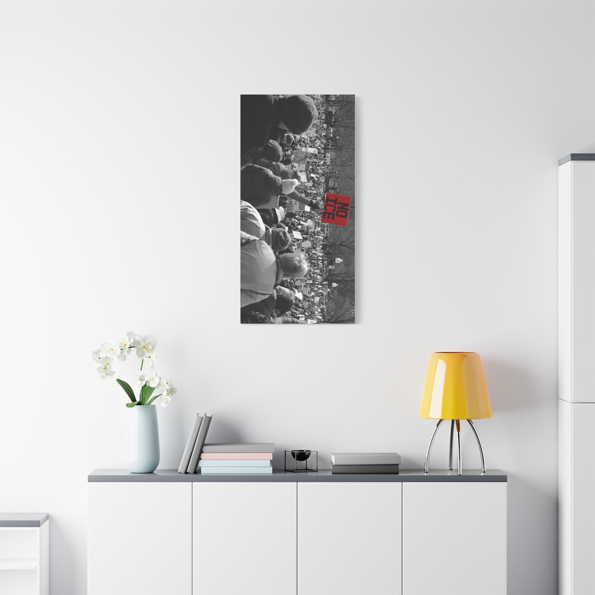 NO ICE Rising Above the Crowd — Matte Humanitarian Canvas