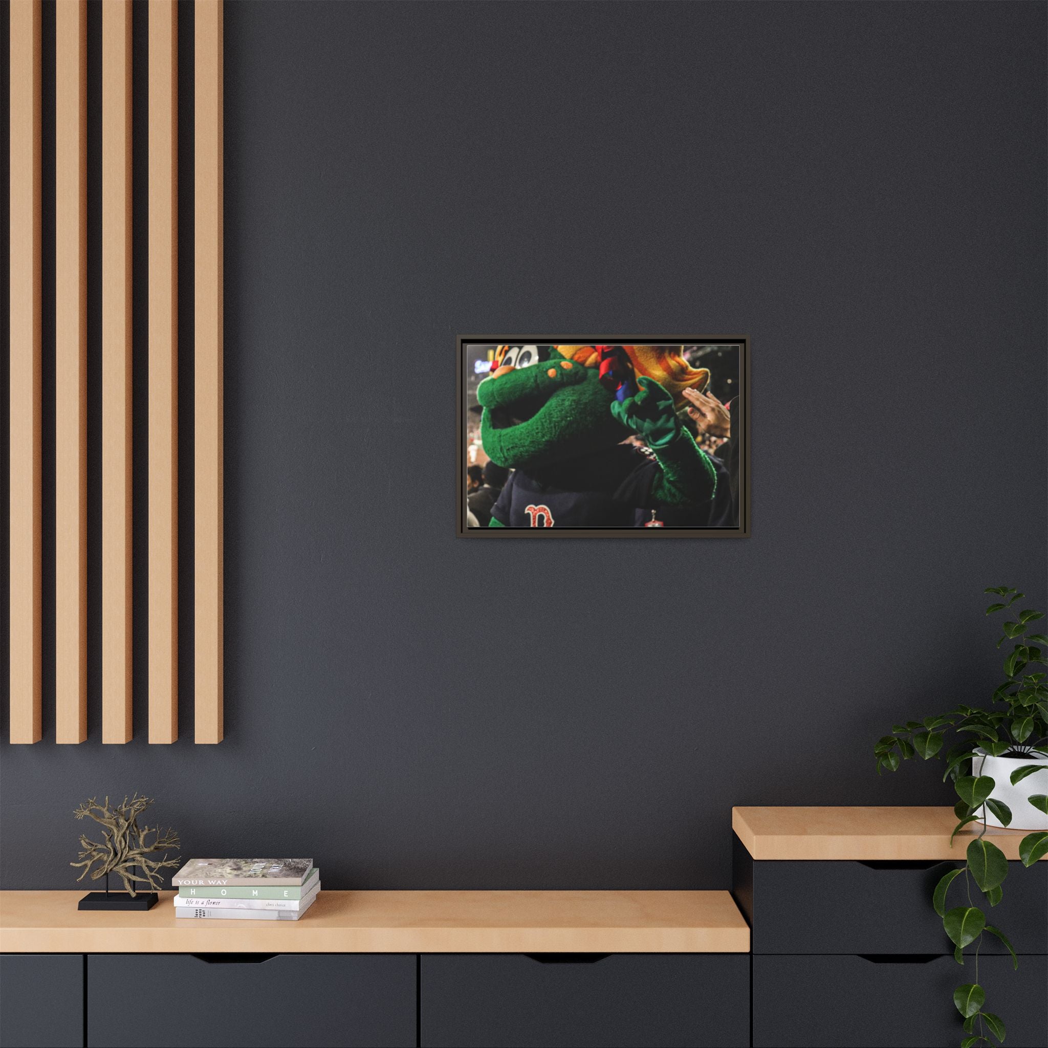 Tessie Boston Mascot Framed Matte Canvas Wall Art